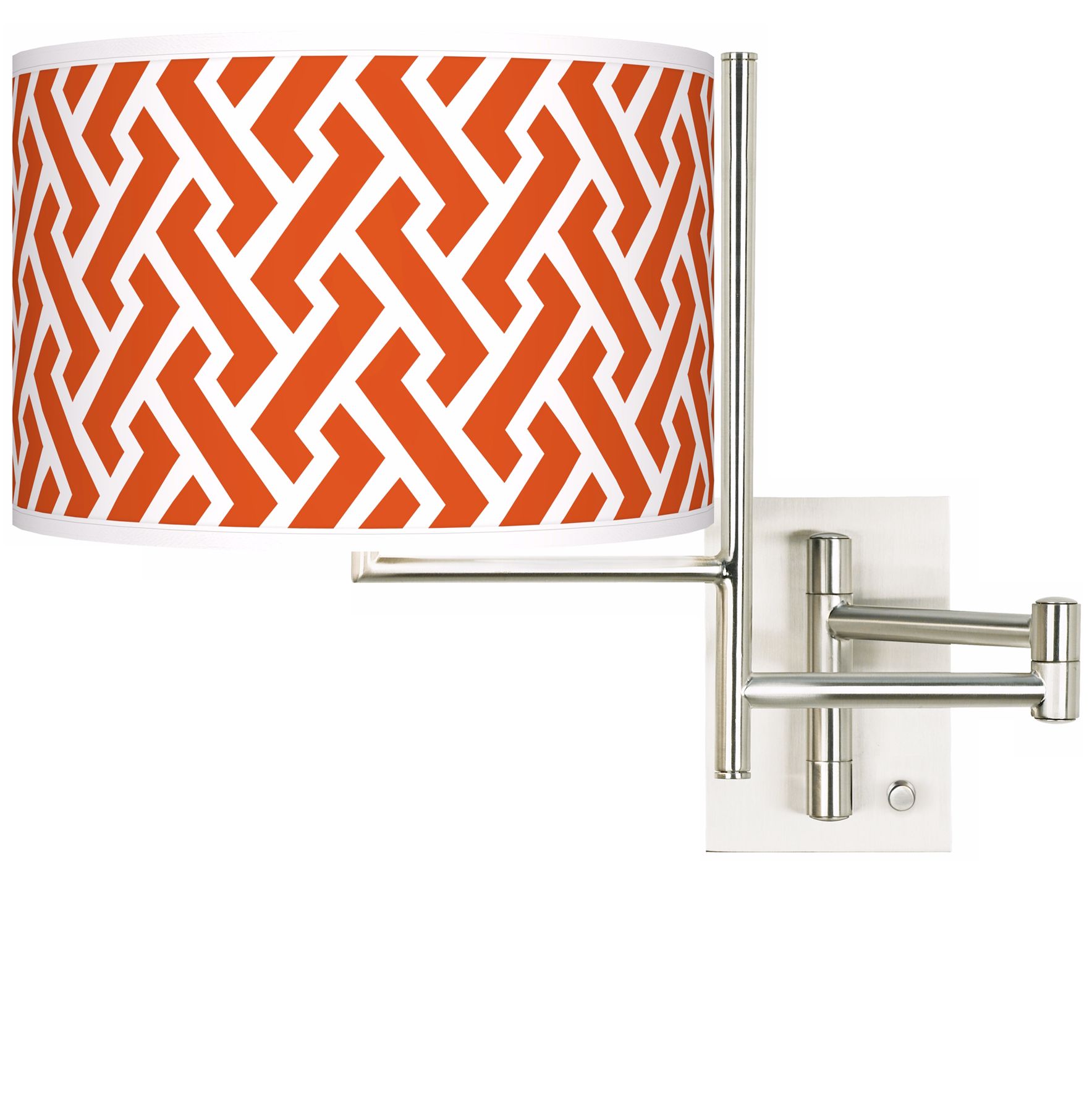 Red Brick Weave Brushed Steel Plug-in Swing Arm Wall Lamp
