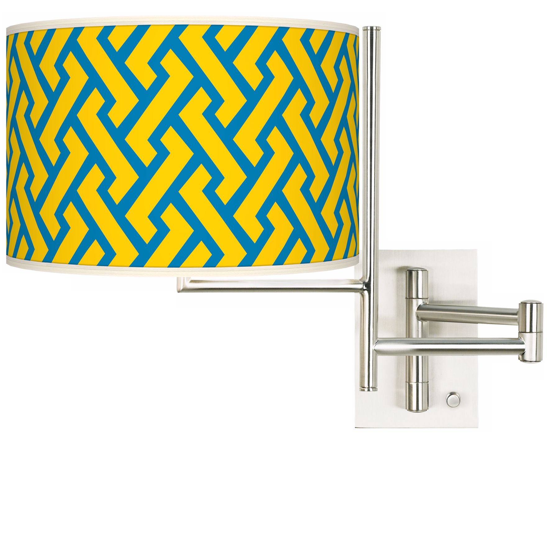Yellow Brick Weave Brushed Steel Plug-in Swing Arm Wall Lamp