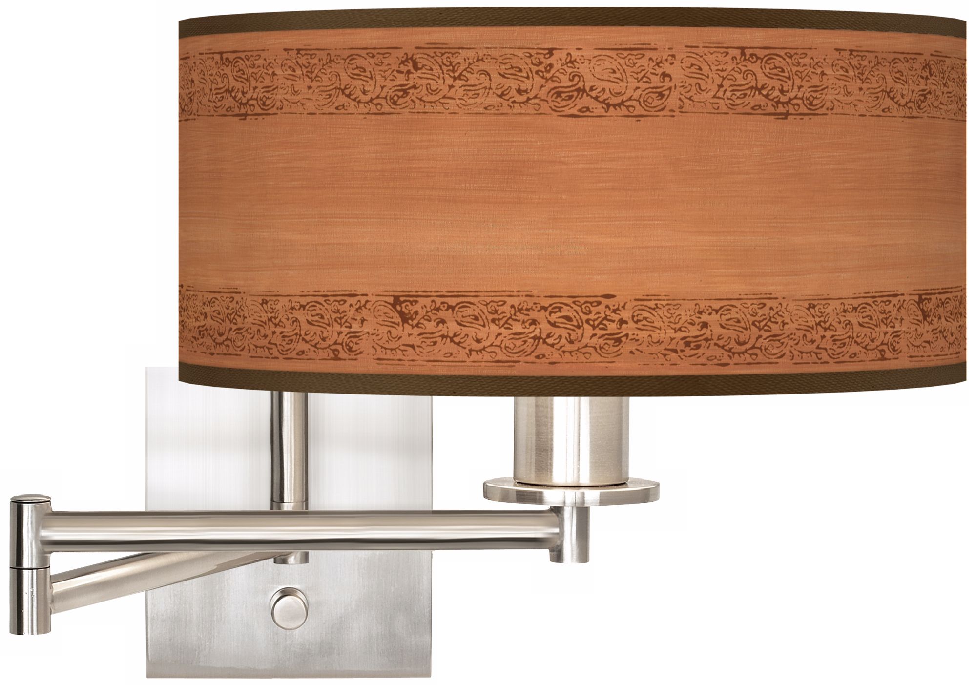 Paisley Trim Brushed Steel Plug-In Swing Arm Wall Light