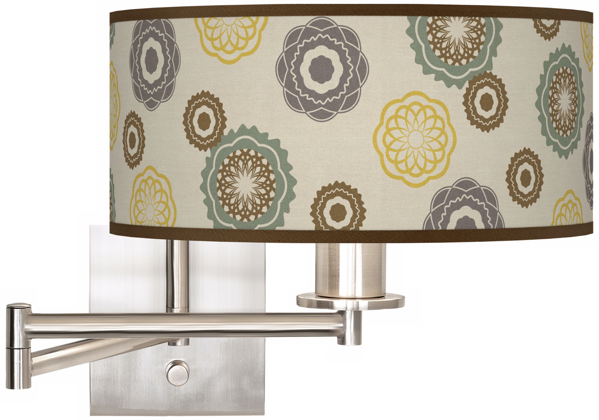 5 1/2" High Ornaments Linen Giclee Swing Arm Wall Light