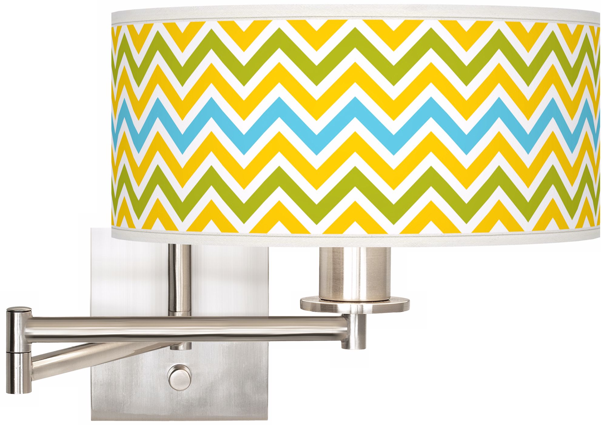 Citrus Zig Zag Brushed Steel 12" Wide Drum Swing Arm Lamp