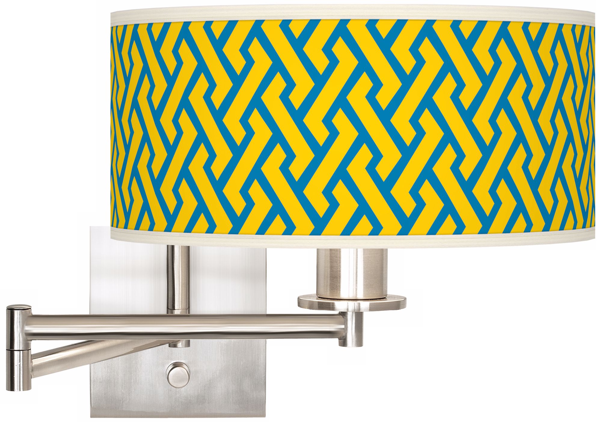 Yellow Brick Weave 12" Wide Drum Swing Arm Lamp