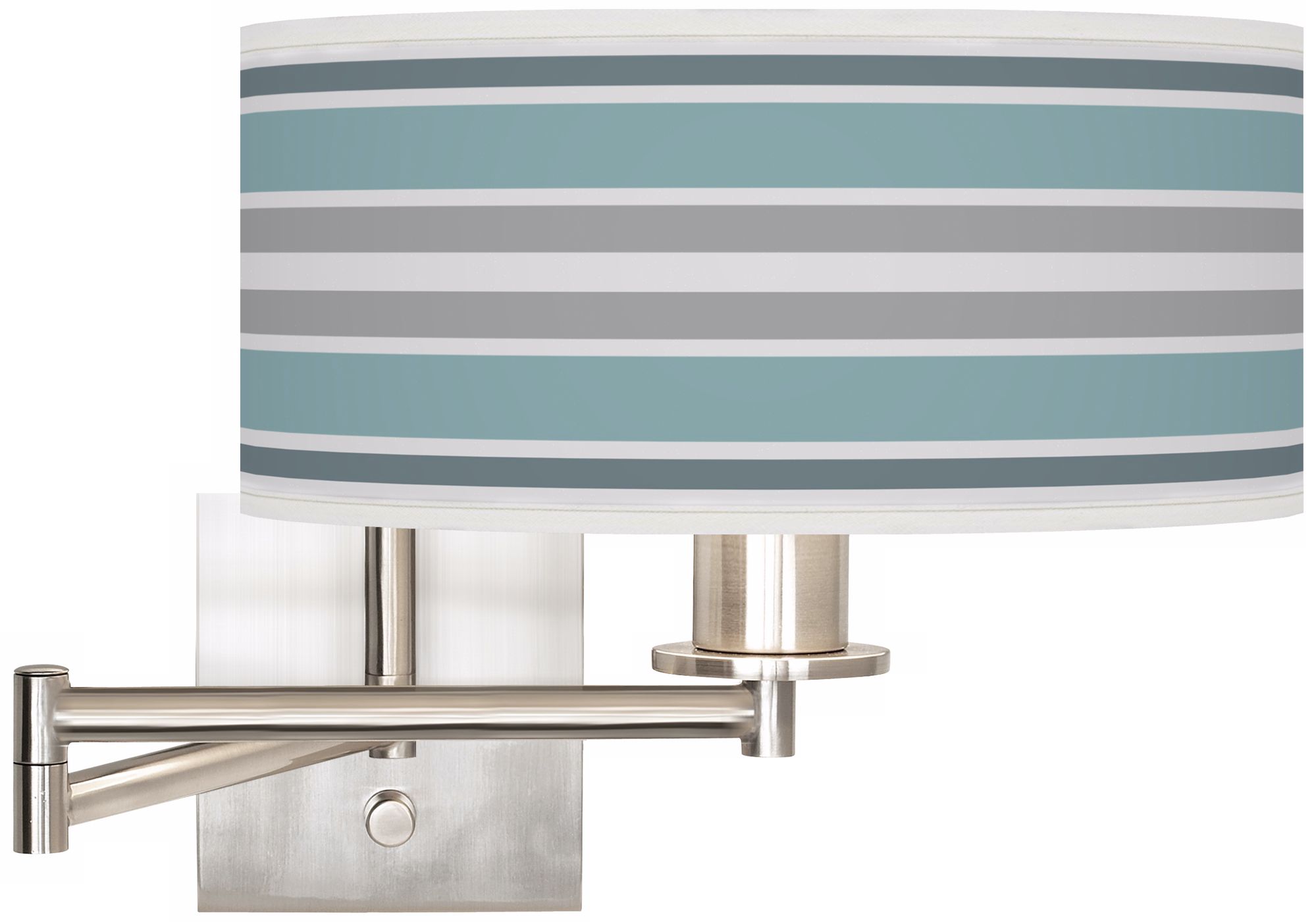 Multi Color Stripes Brushed Steel 12" Wide Swing Arm Lamp