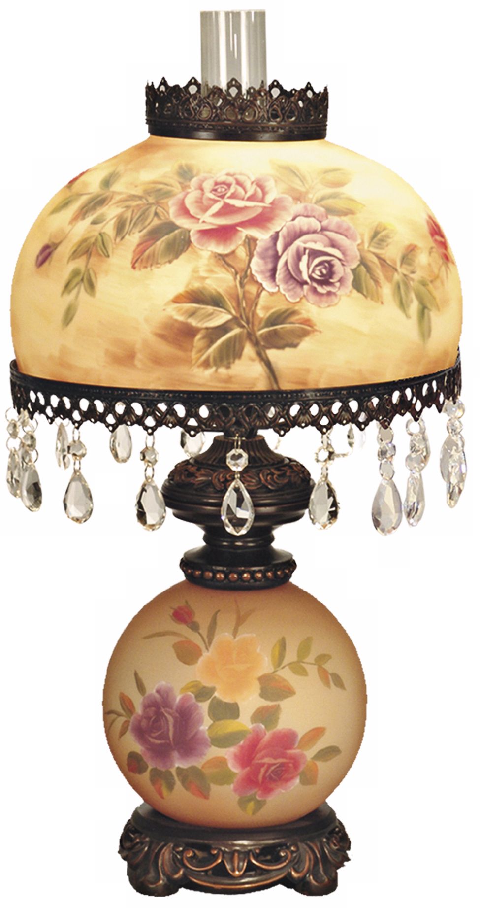 Dale Tiffany Virginia Rose Art Glass Night Light Table Lamp