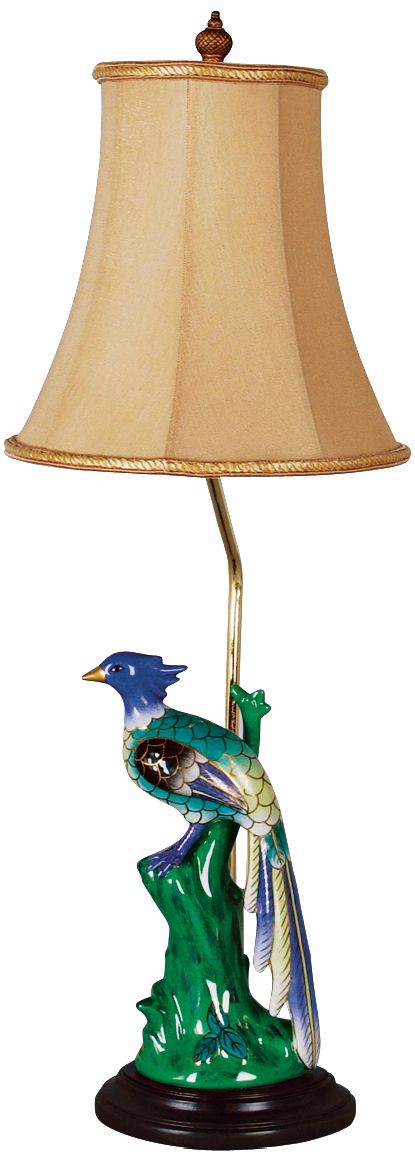 Peahen Glazed Porcelain Accent Lamp