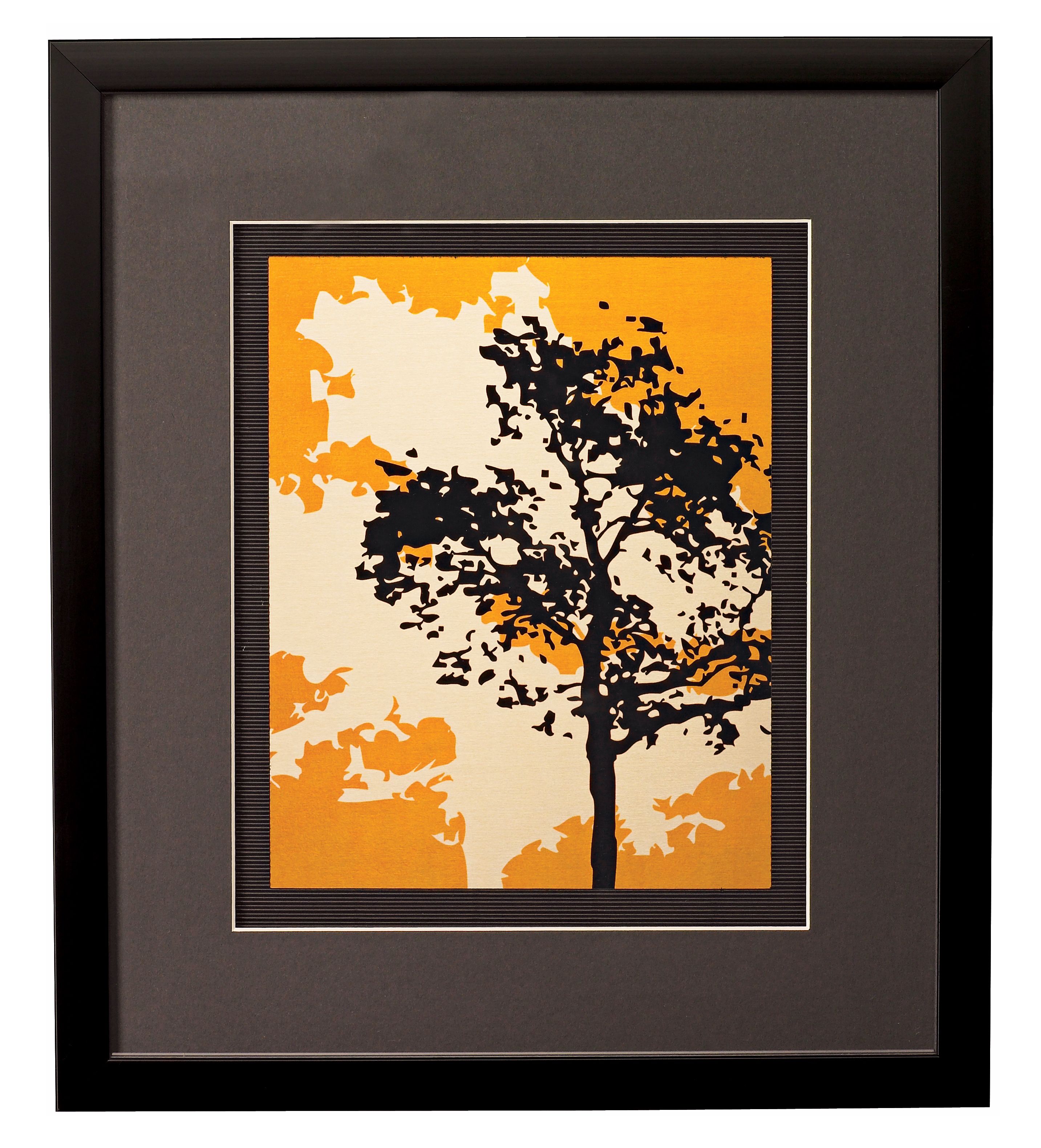 Yellow Metal Trees A Framed 17" High Wall Art