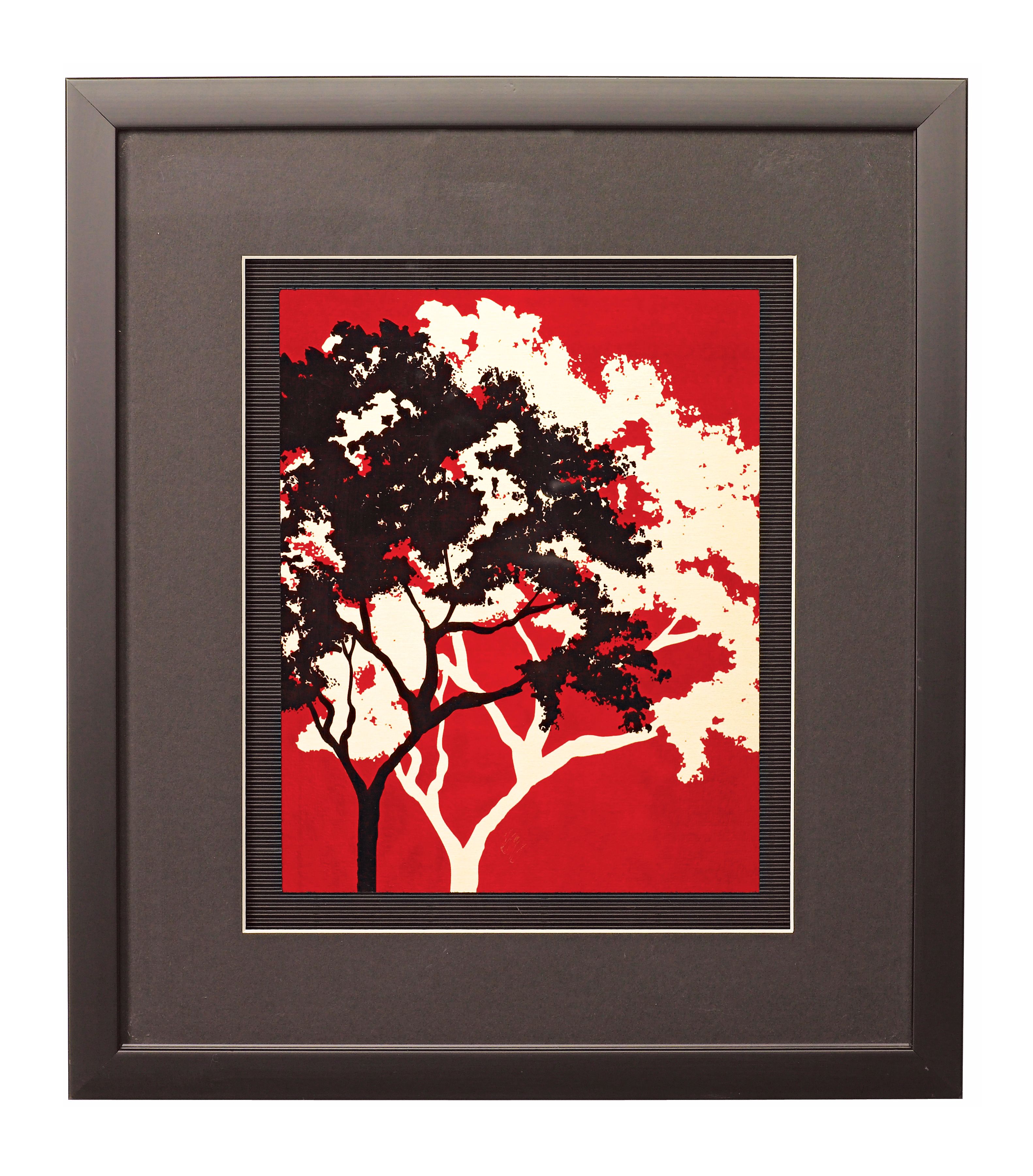 Red Metal Trees D Framed 17" High Wall Art