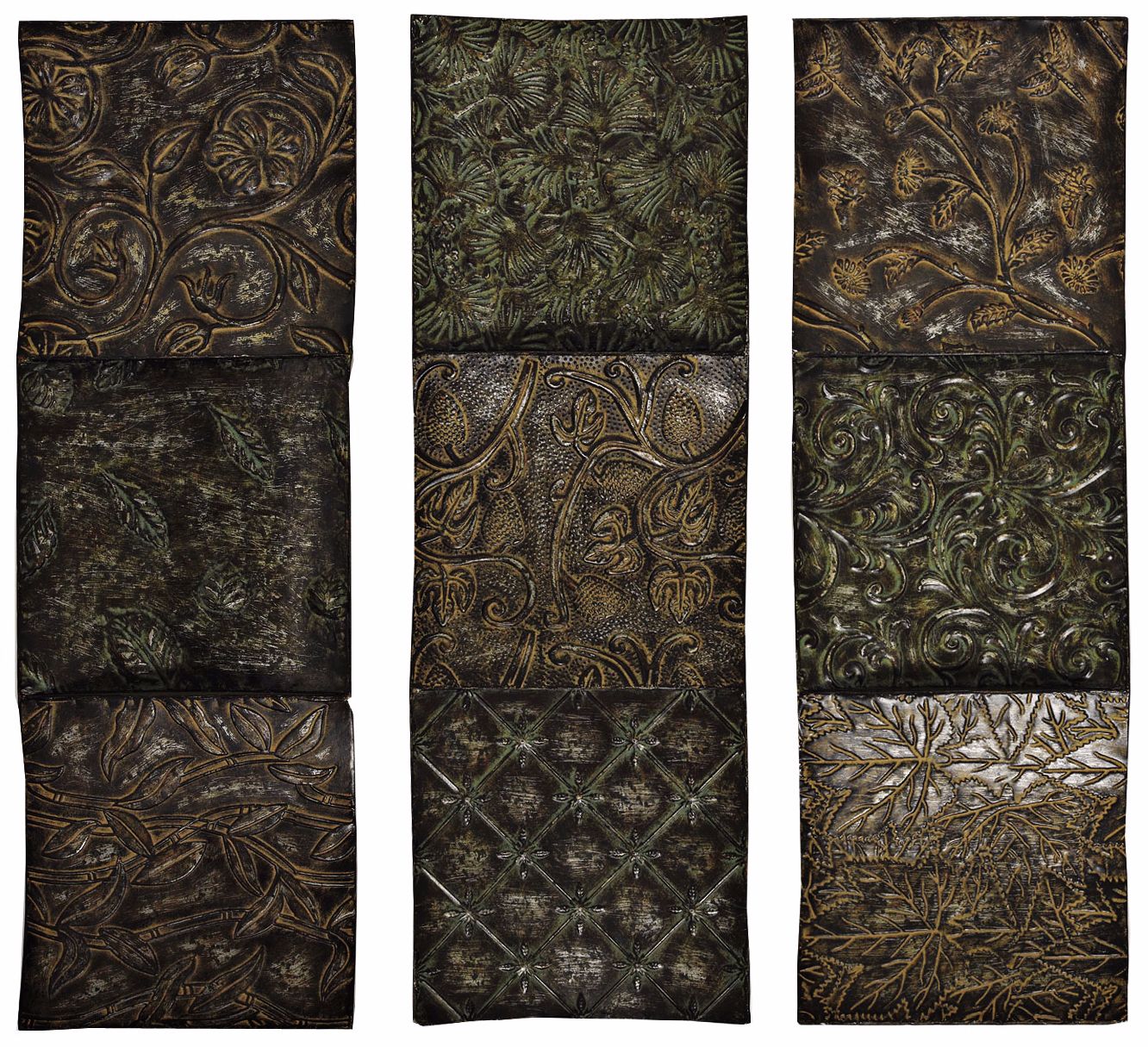 Tiles Set of 3 Metal Wall Art