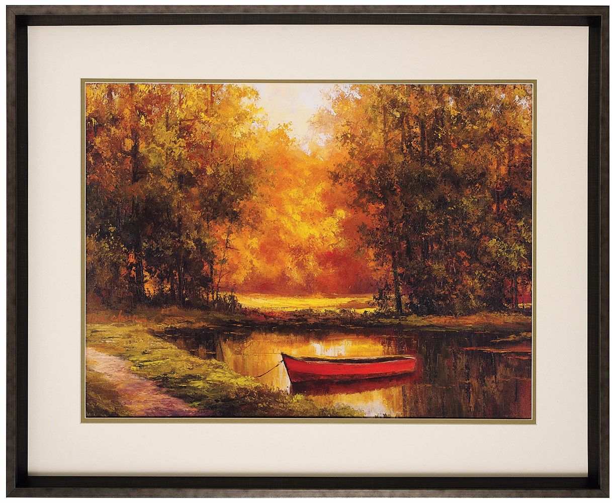 Lonely Boat Framed Print 35" Wide Wall Art