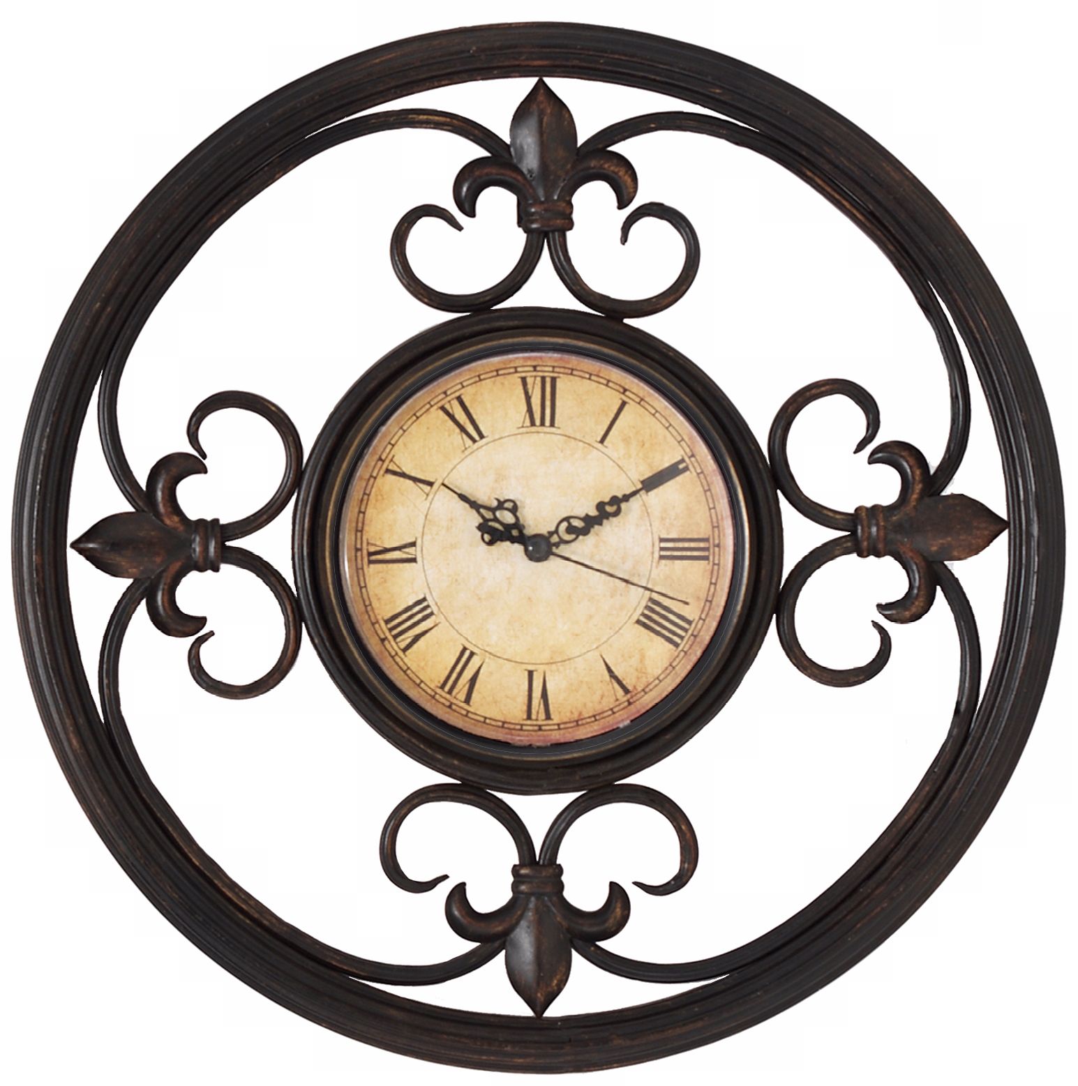 Antique Bronze Scrolls Metal 13" Wide Wall Clock