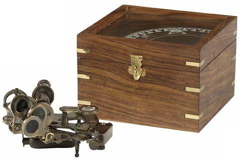 Brass Sextant in Wooden Case