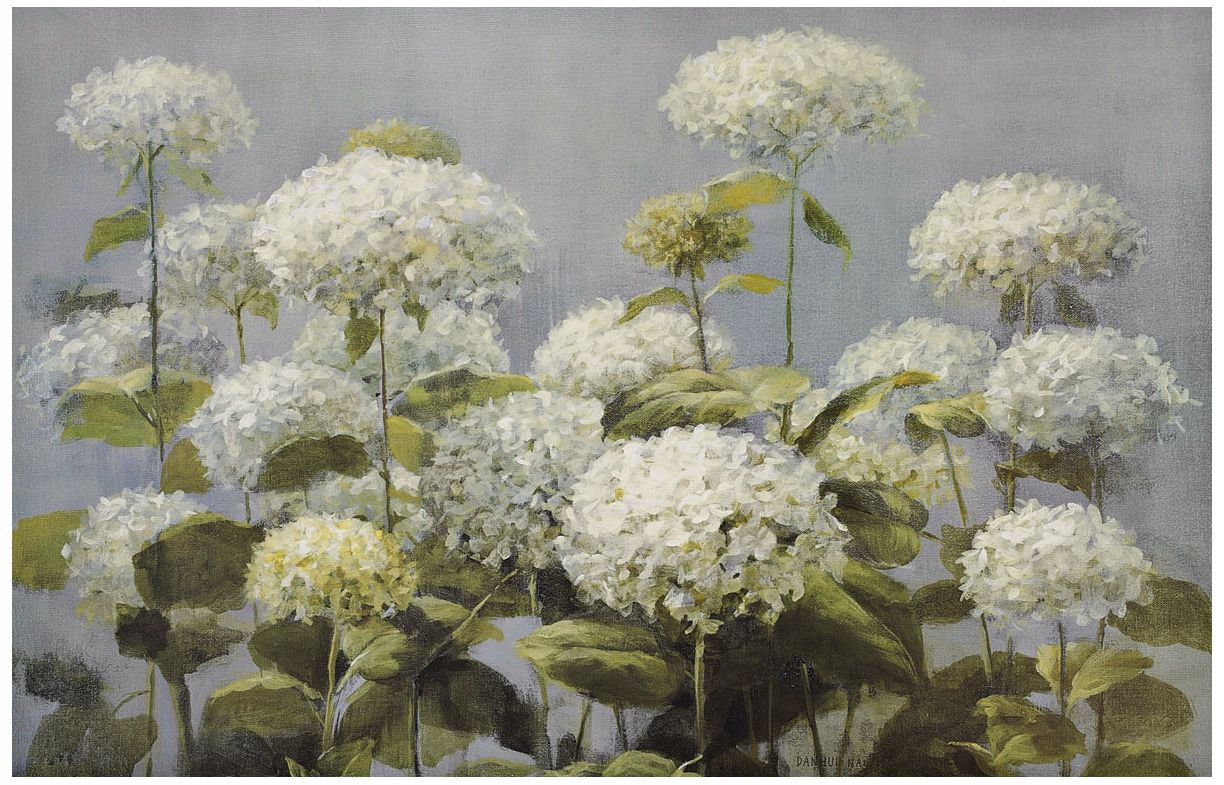 Hydrangea Garden Canvas Print 35" Wide Wall Art