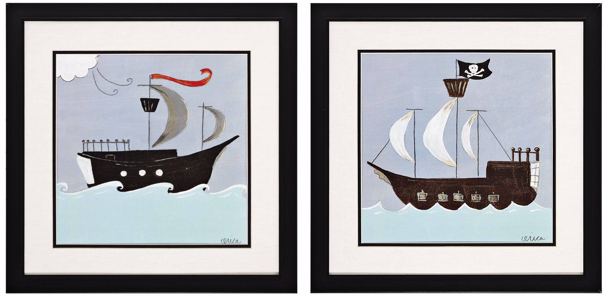 Set of Two Avast & Ahoy Framed Wall Art