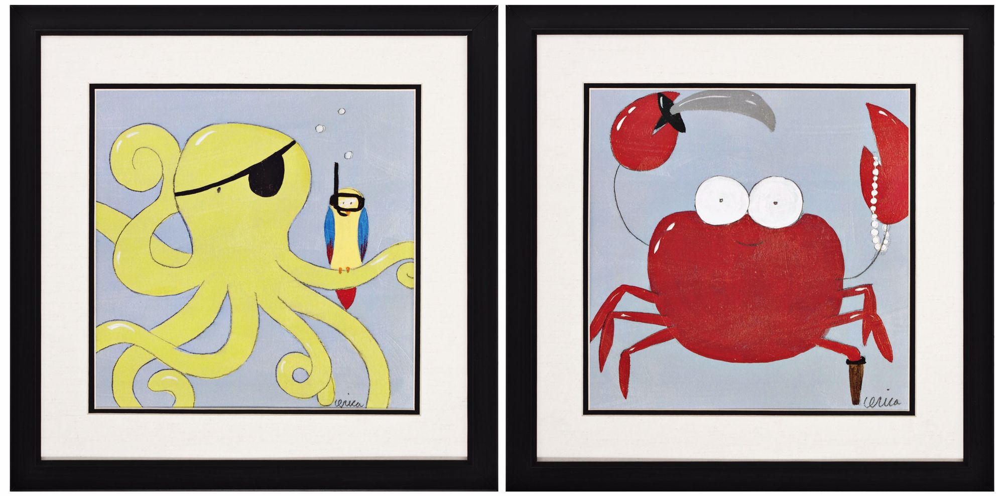 Set of 2 Captain and Barnacle Prints Wall Art