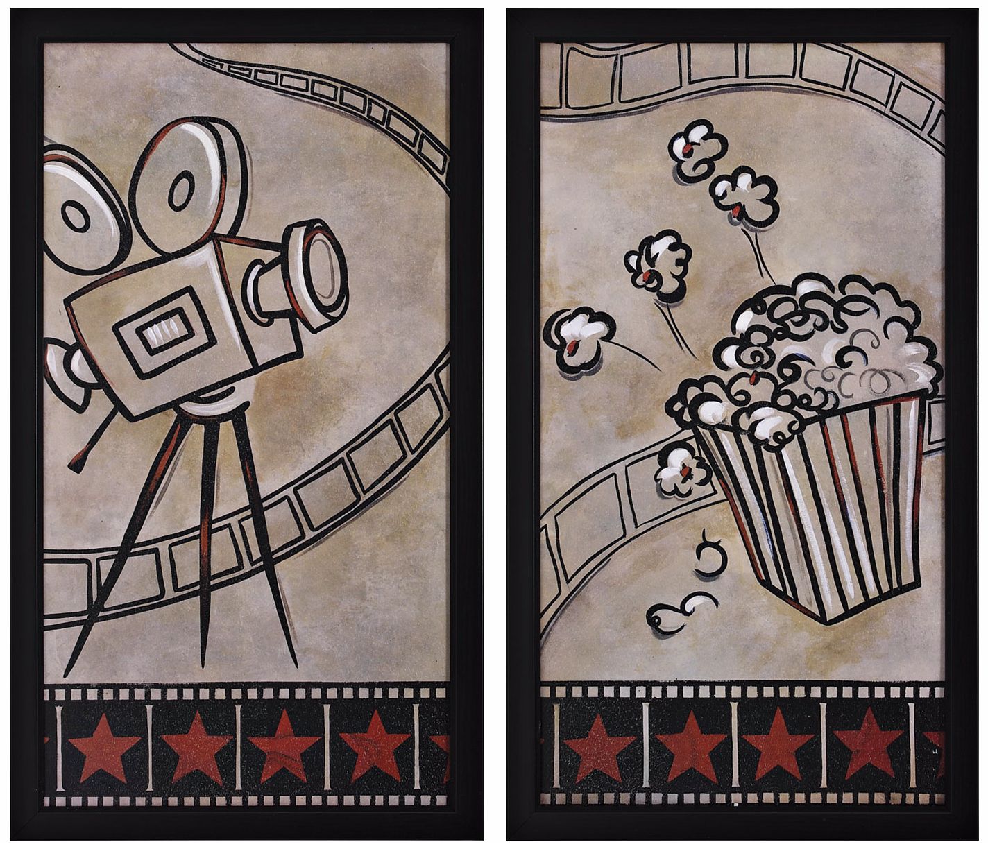 Set of 2 Camera and Popcorn Prints Wall Art