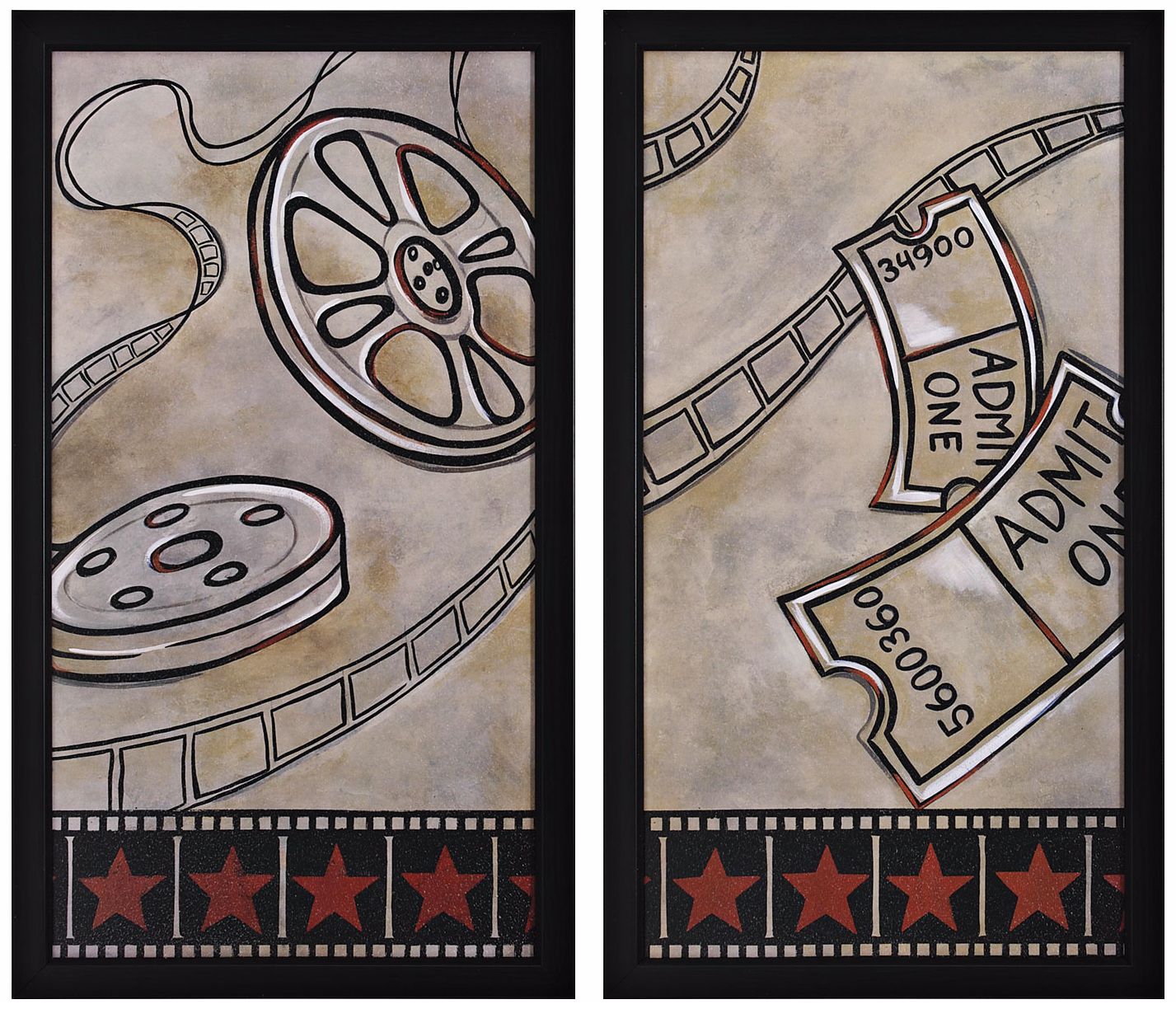Set of 2 Reels and Tickets Prints Wall Art