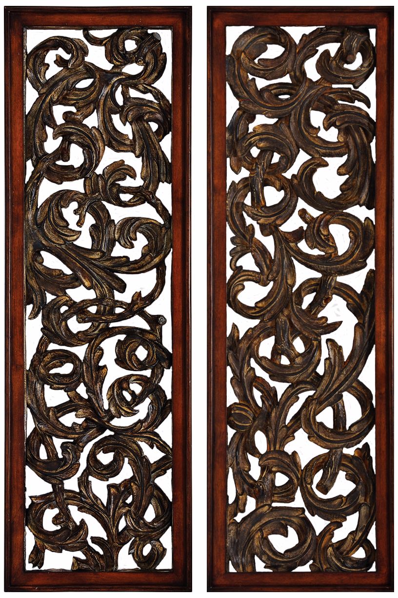 Set of Two Vintage Metal Scrolls Wall Art