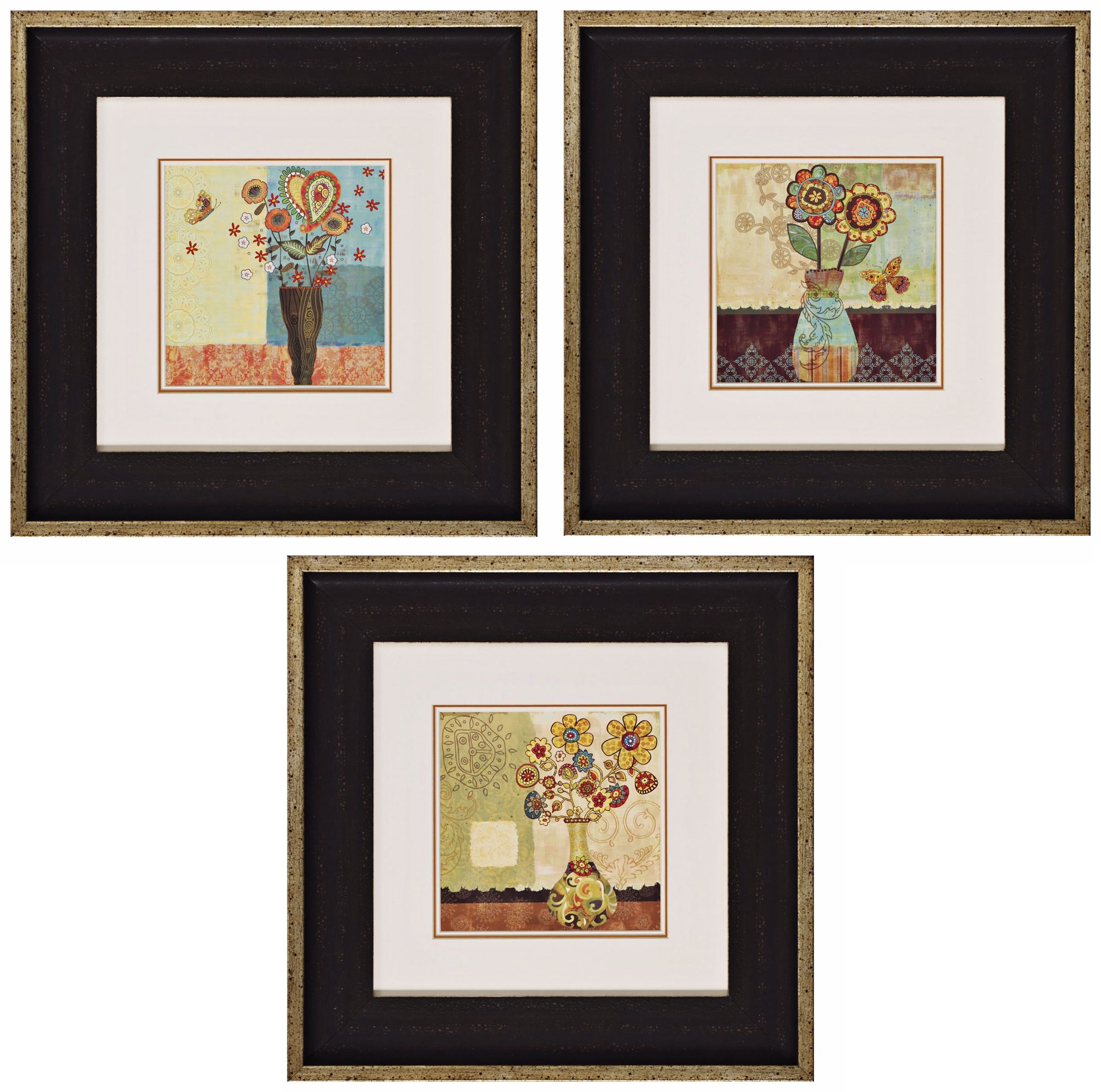 Set of 3 Floral I/II/III Prints Wall Art