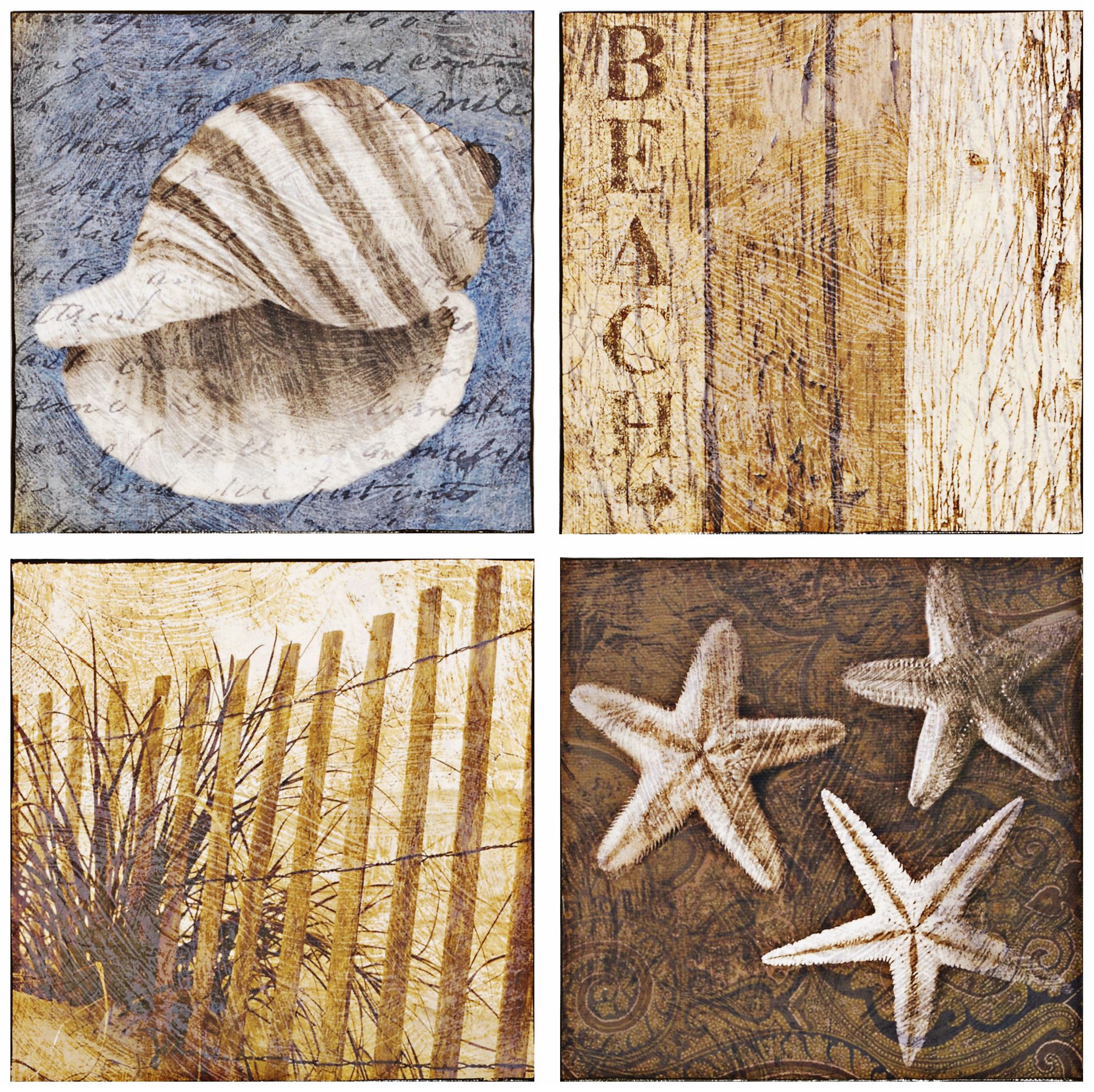 Set of 4 Seaside Canvas Prints Wall Art