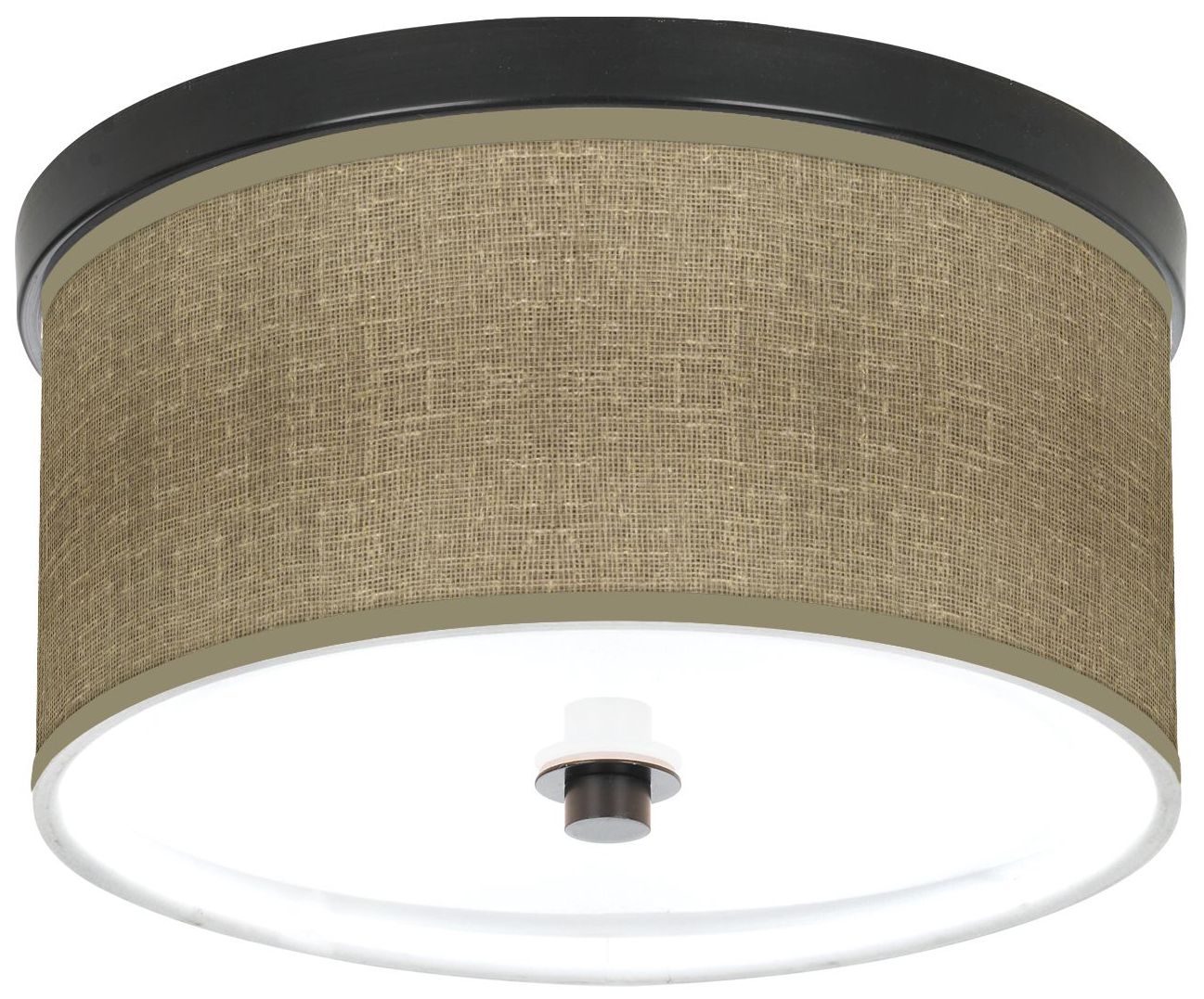 Burlap Print 10 1/4" Wide Bronze Ceiling Light