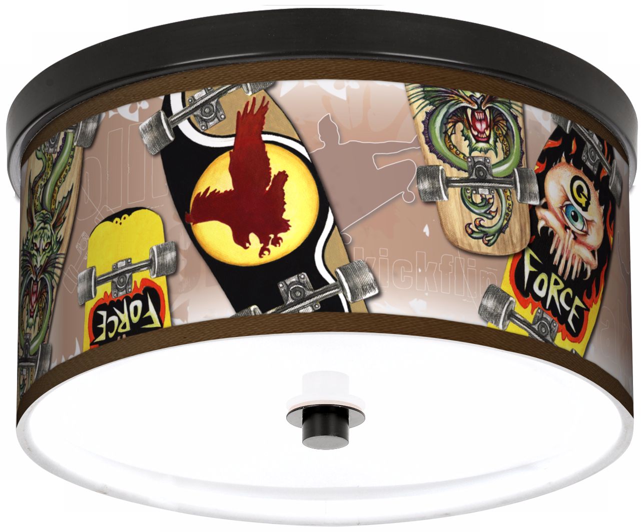 Skateboard Circles 10 1/4" Wide CFL Bronze Ceiling Light