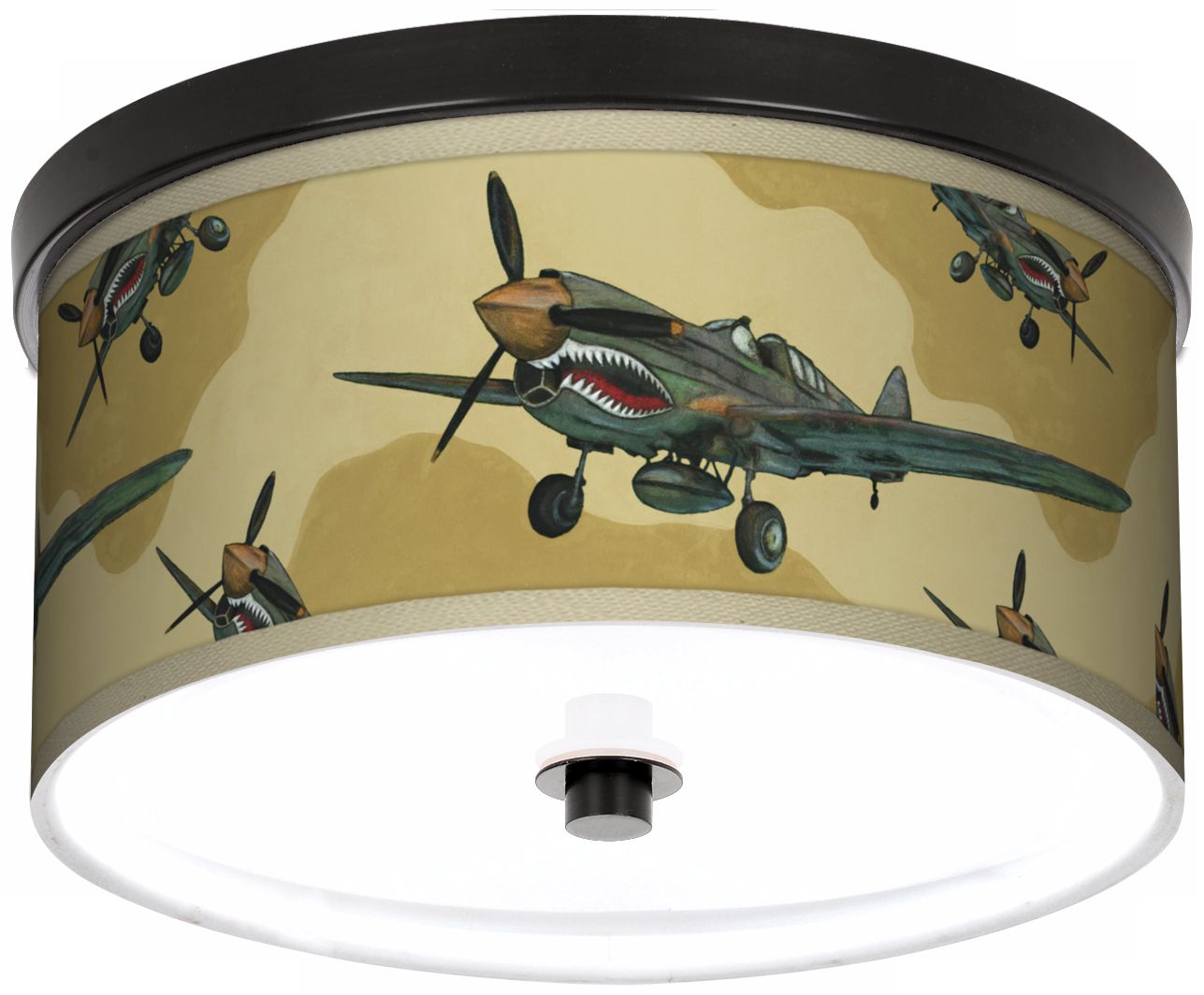 Flying Tigers 10 1/4" Wide CFL Bronze Ceiling Light