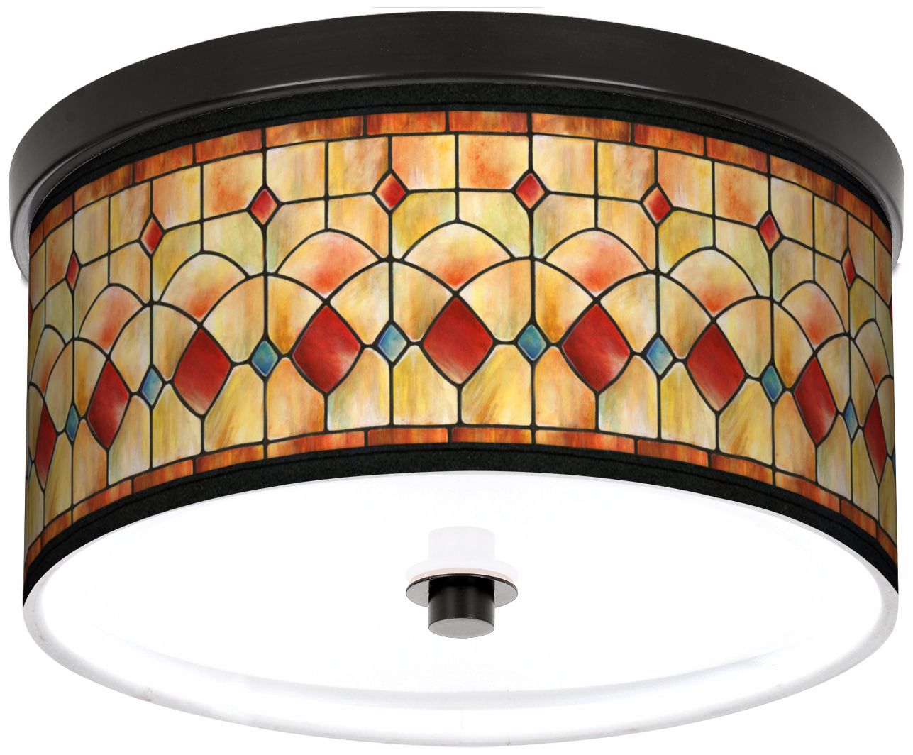 Tiffany Reds Giclee 10 1/4" Wide CFL Bronze Ceiling Light