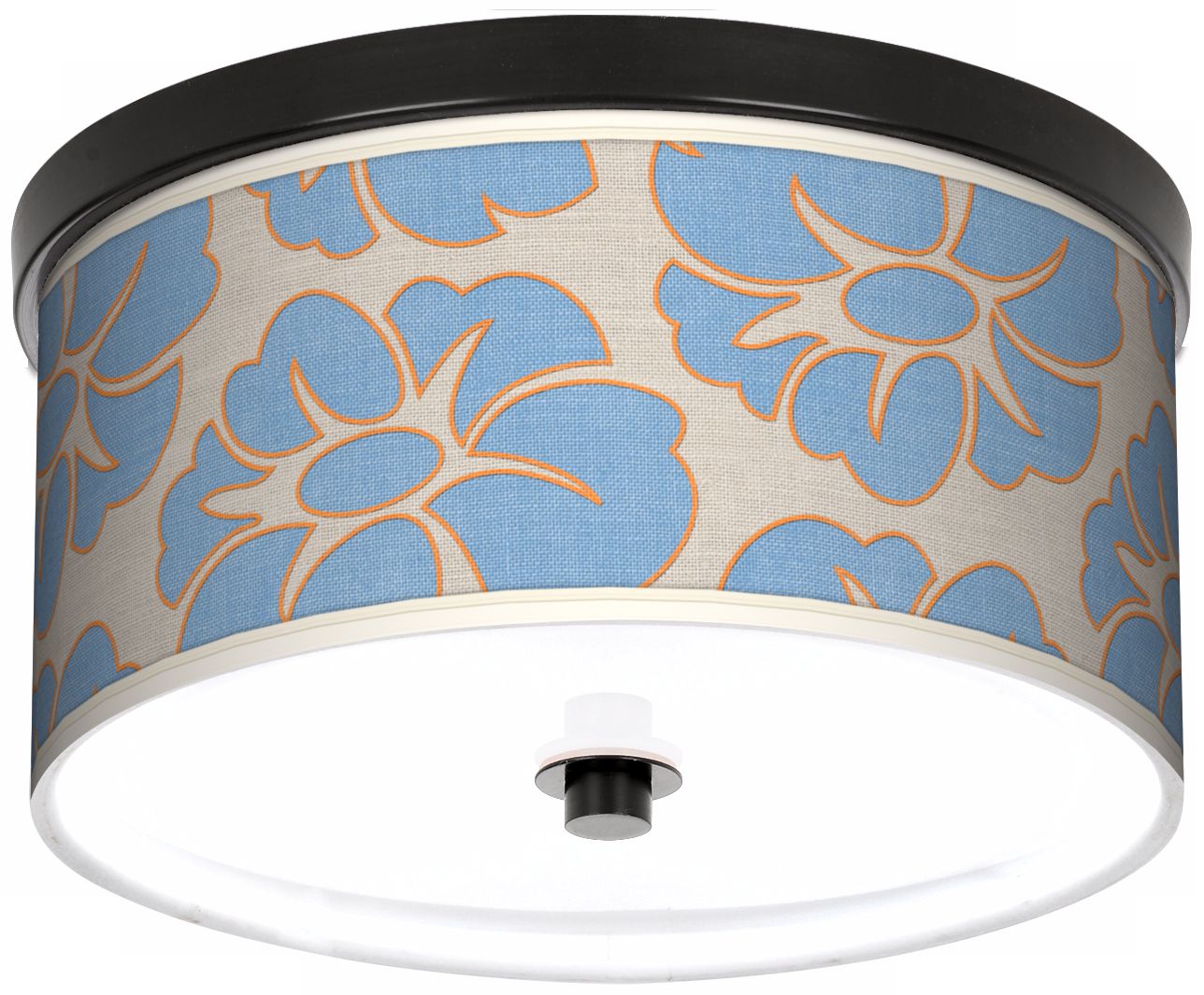 Floral Blue Silhouette Giclee 10 1/4" Wide Ceiling Light