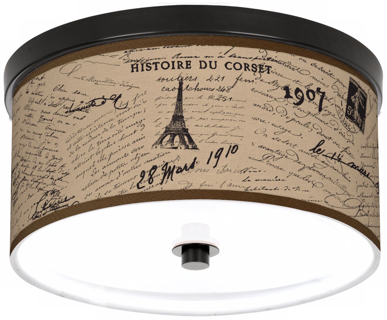 Letters To Paris Linen 10 1/4" Wide CFL Ceiling Light