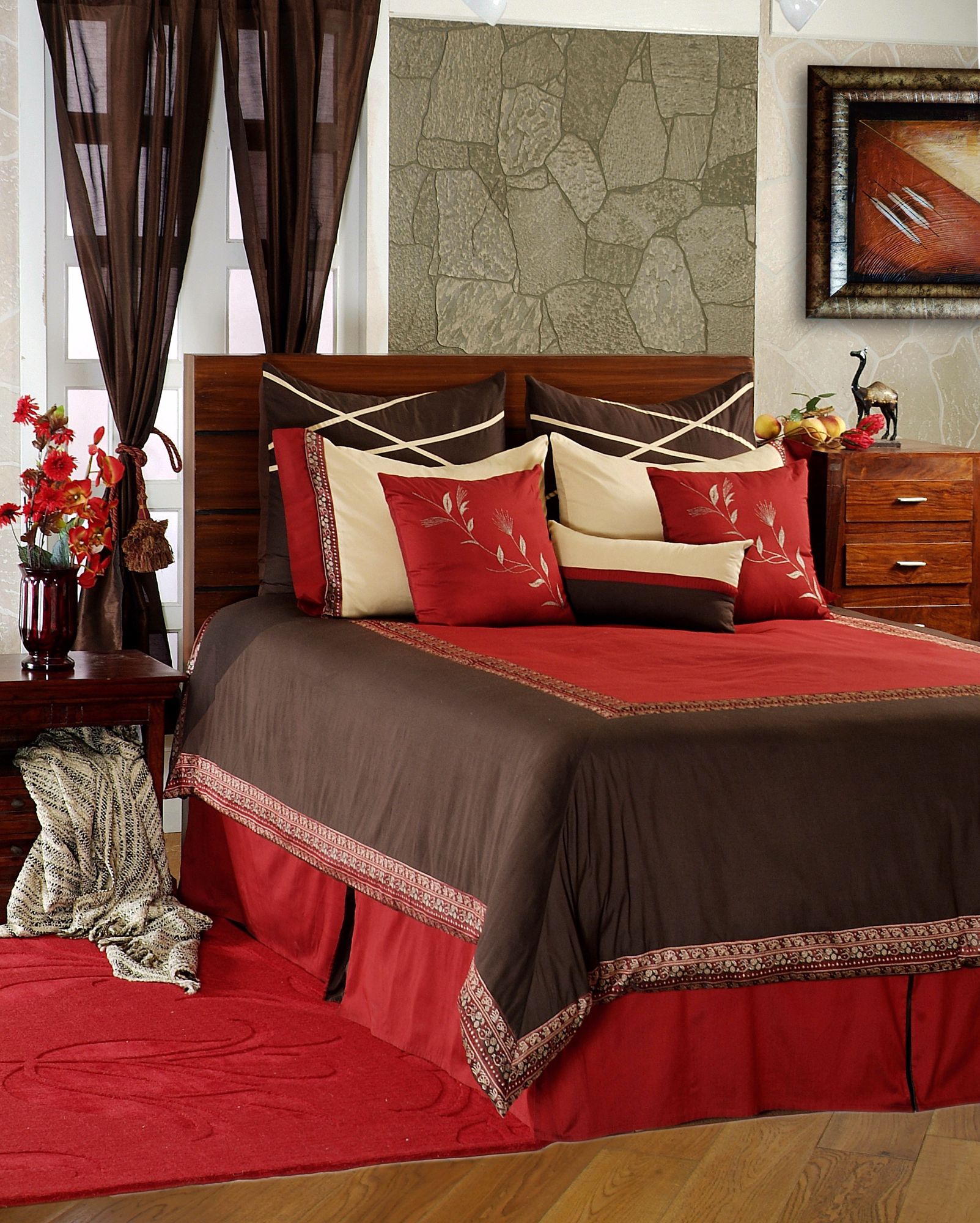 Crimson Comforter Bedding Set                               