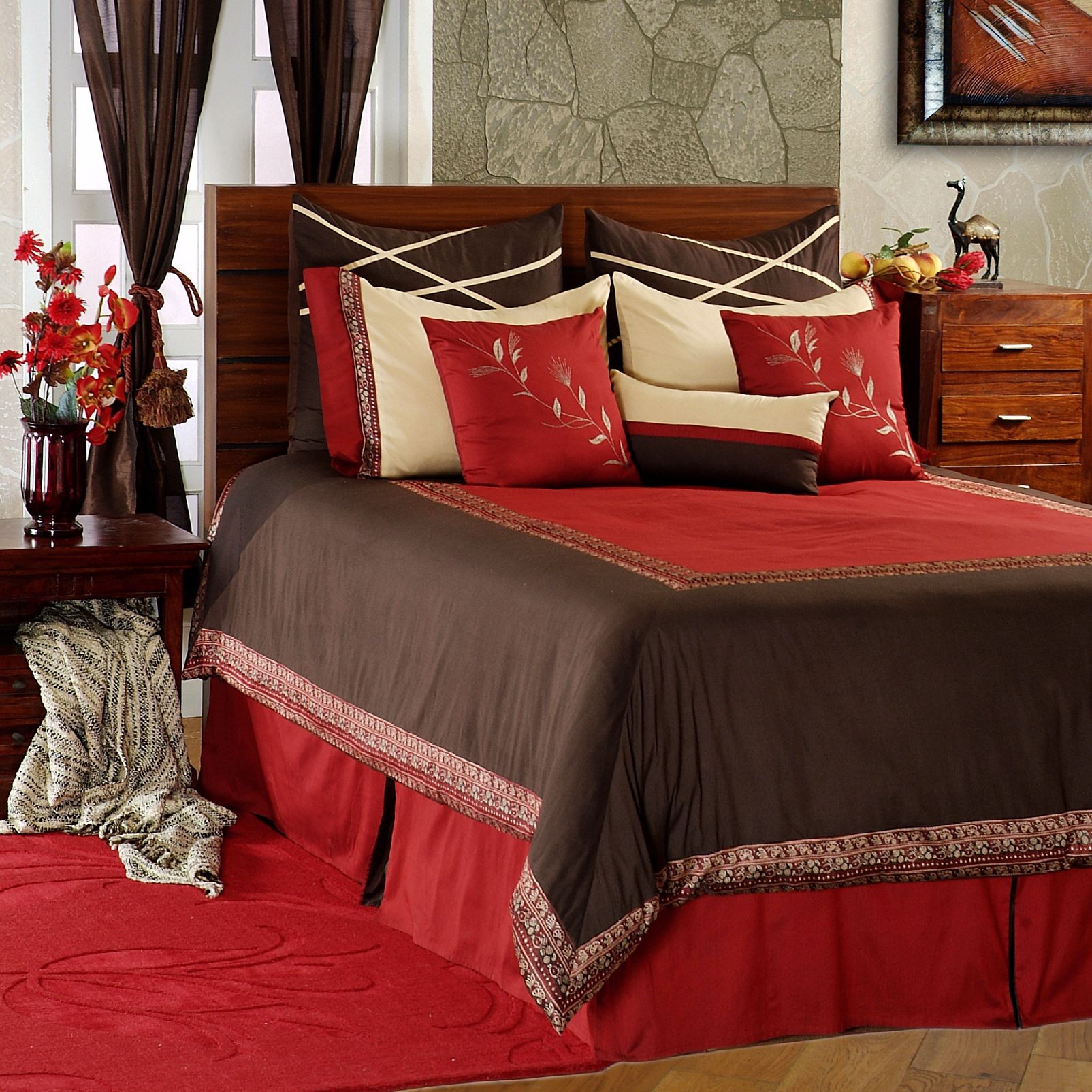 Crimson 10-Piece King Bedding Set
