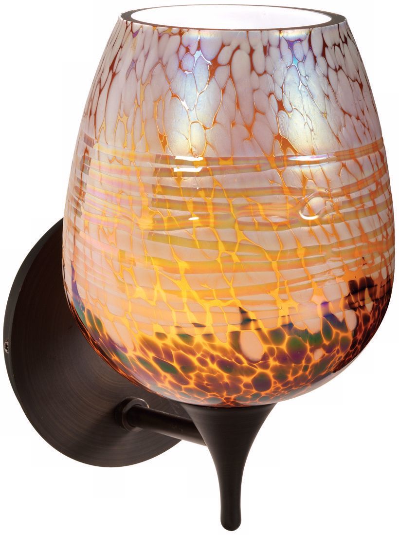 Dome Amber Onyx Art Glass 7 1/2" High Wall Sconce