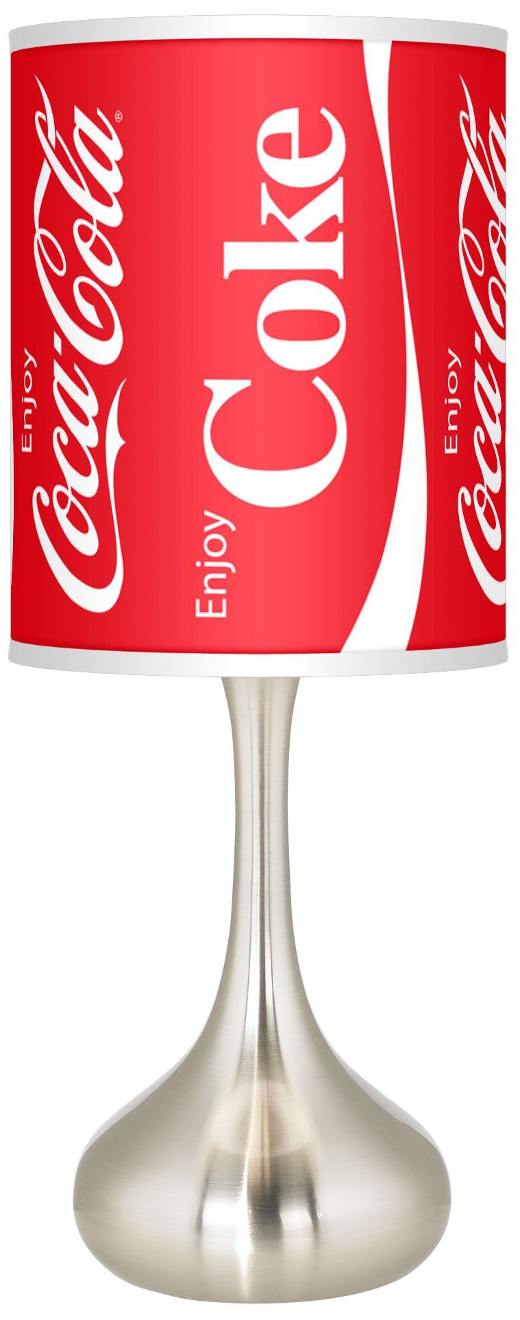 Enjoy Coca Cola® Brushed Steel Finish Kiss Table Lamp