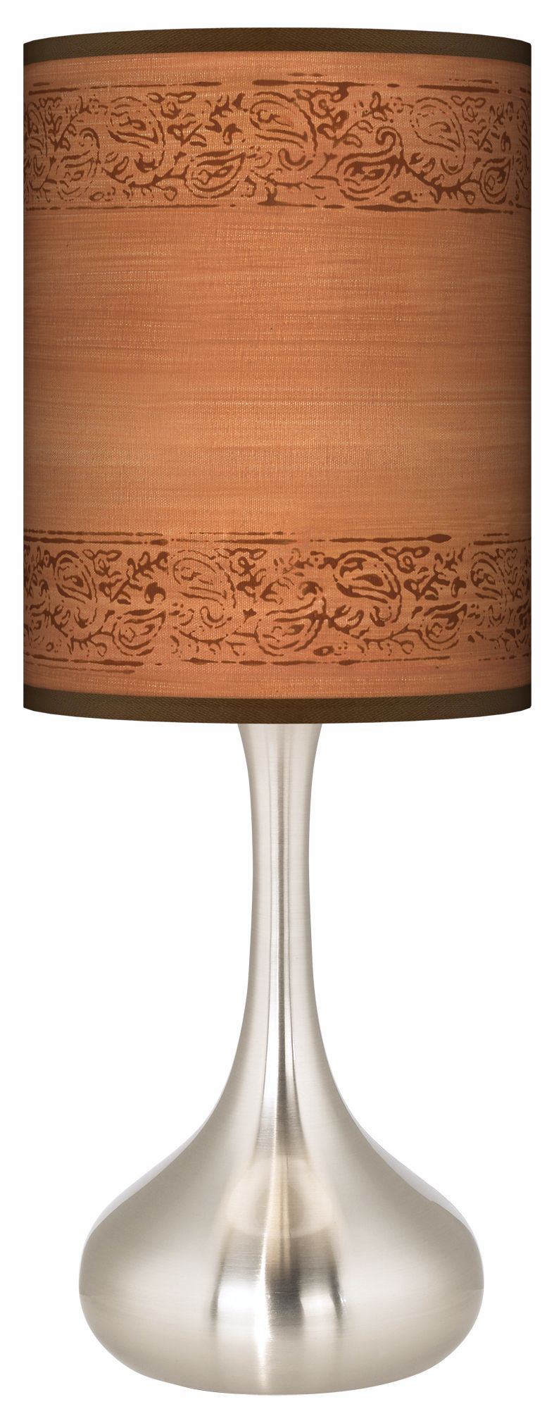 Paisley Trim Brushed Steel Kiss Table Lamp