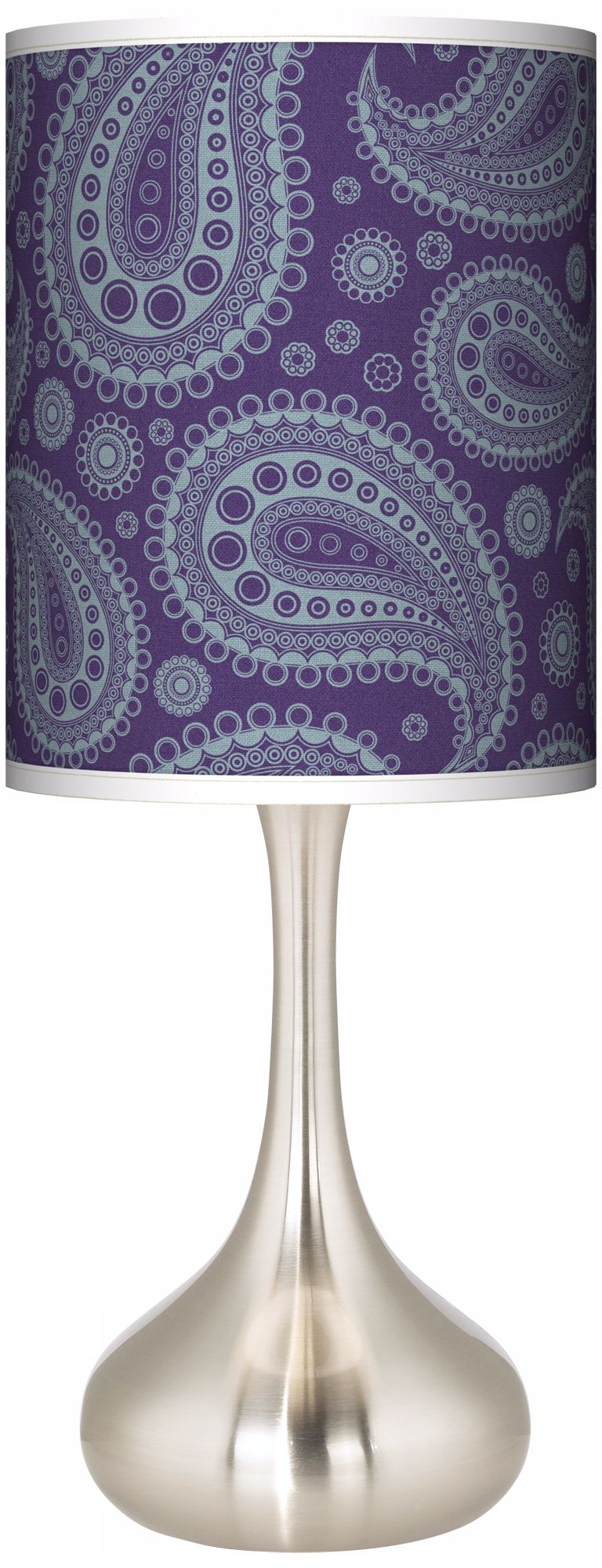 Purple Paisley Linen Giclee Shade Kiss Table Lamp