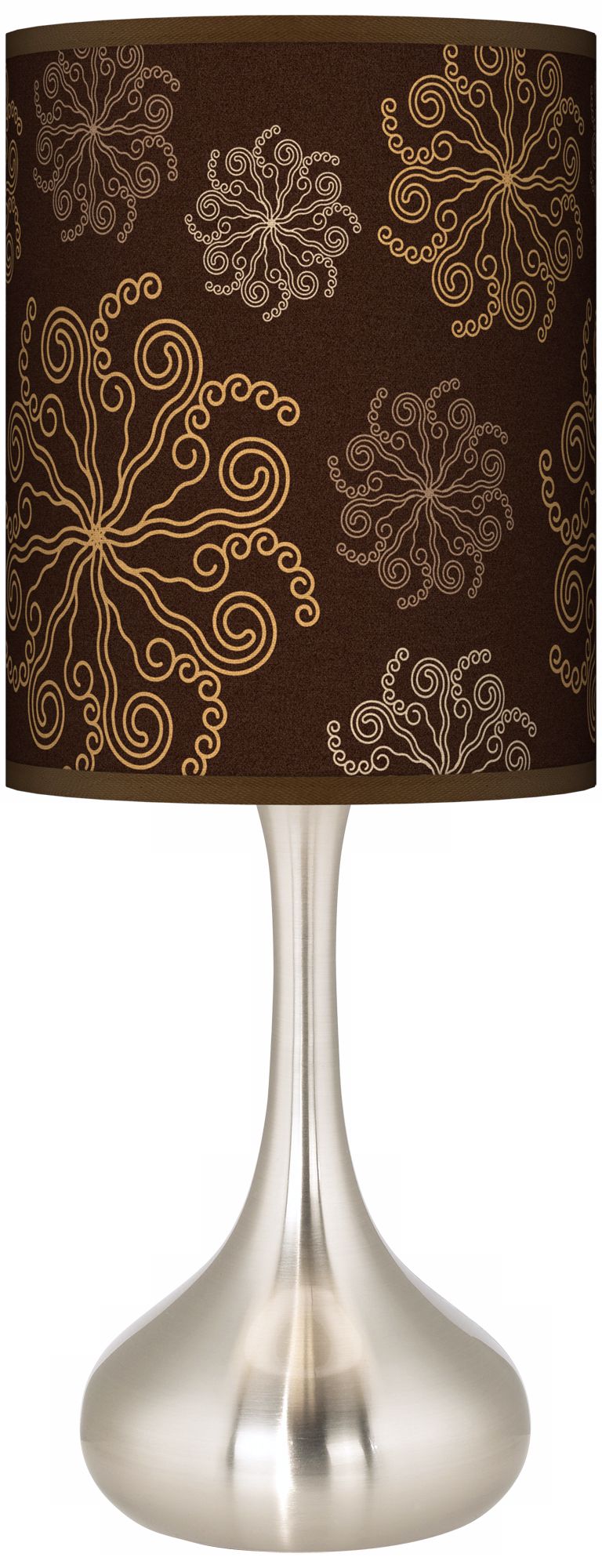Chocolate Blossom Linen Giclee Kiss Table Lamp