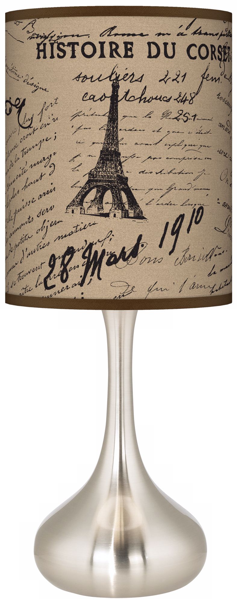 Letters To Paris Linen Giclee Kiss Table Lamp