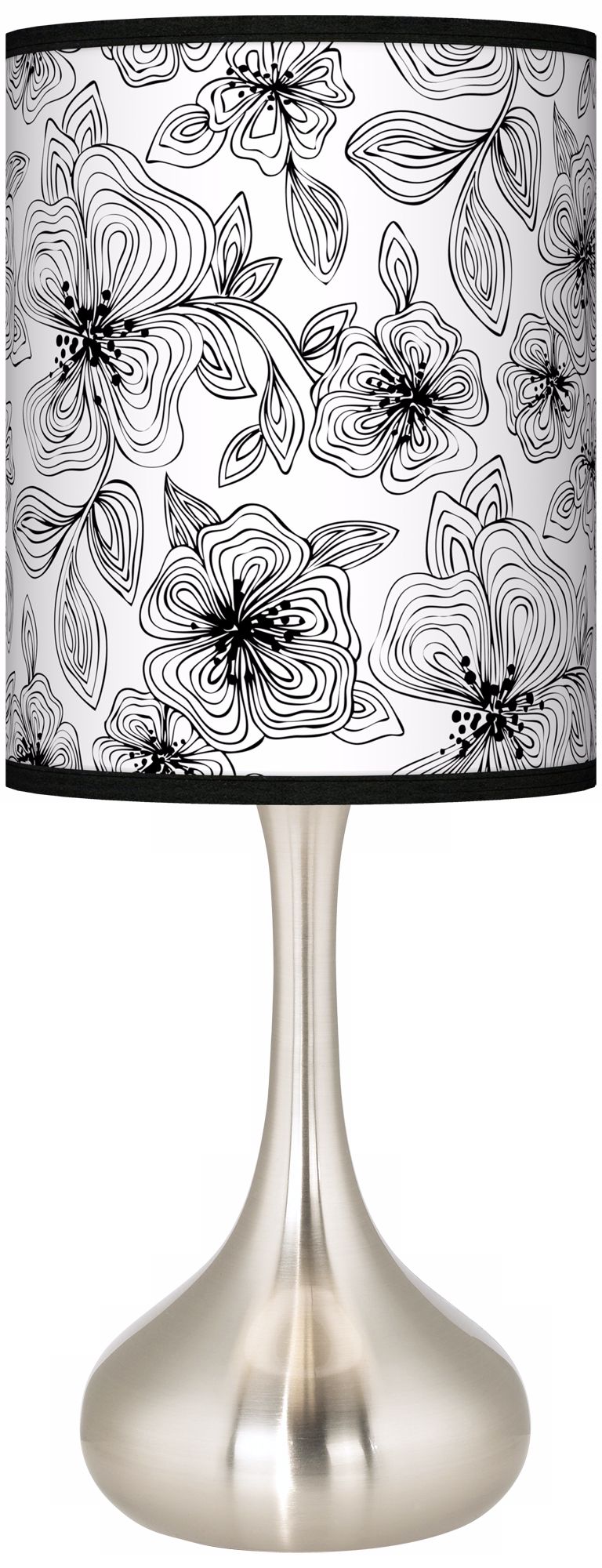 Stacy Garcia Linear Floral Brushed Steel Finish Kiss Table Lamp