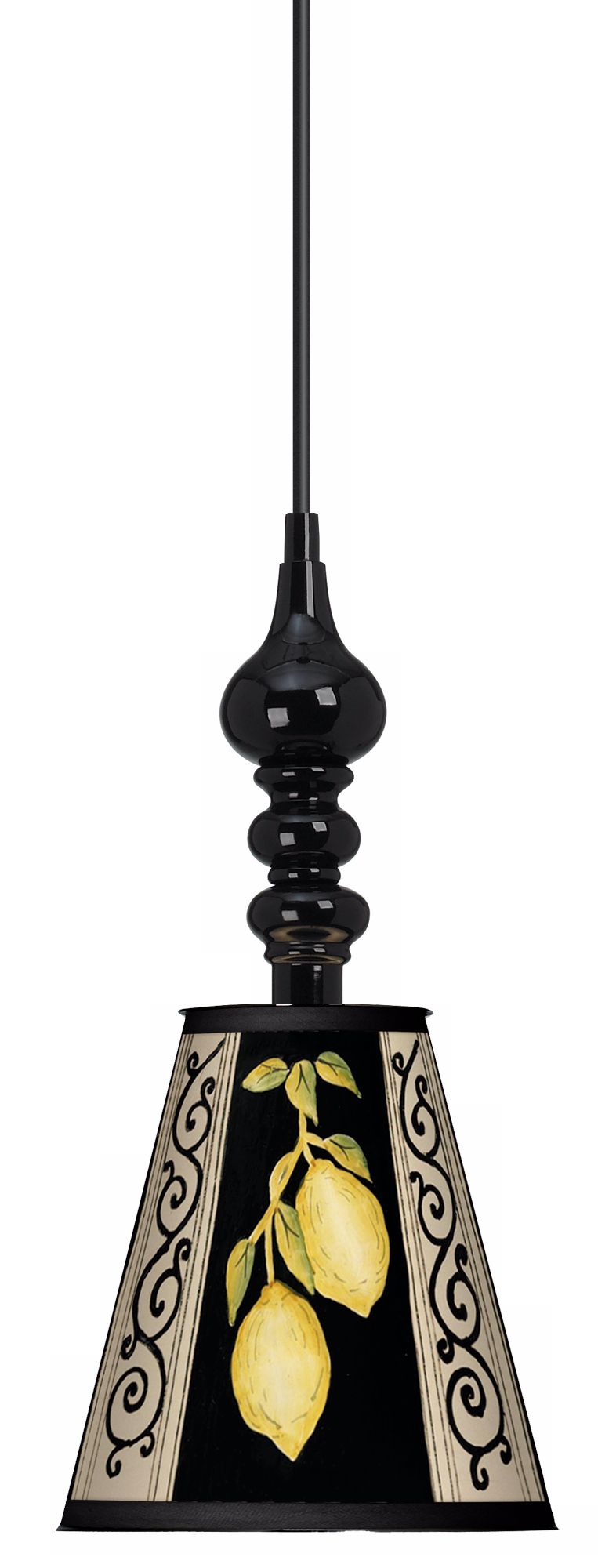 Lemon Scroll 7 1/2" Wide Black Mini Pendant