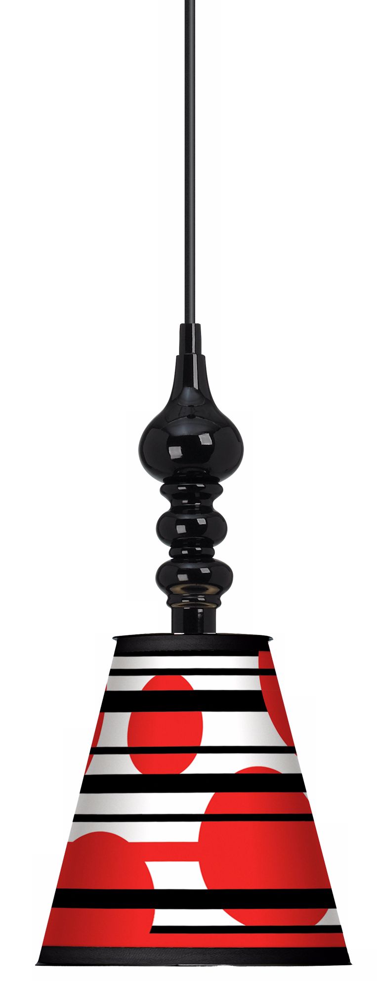 Red Balls 7 1/2" Wide Black Mini Pendant