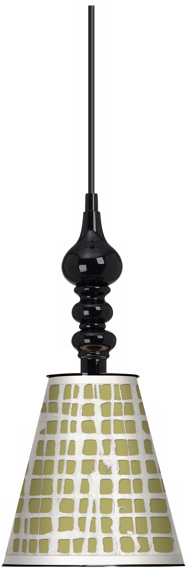 Ecru Screen Linen 7 1/2" Wide Black Mini Pendant