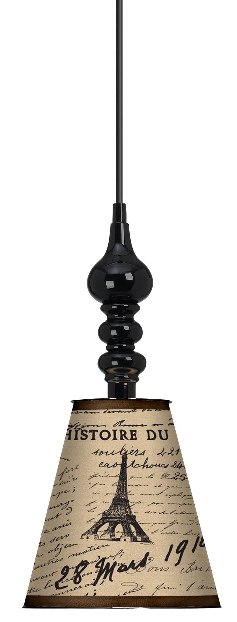 Letters To Paris Linen 7 1/2" Wide Black Mini Pendant