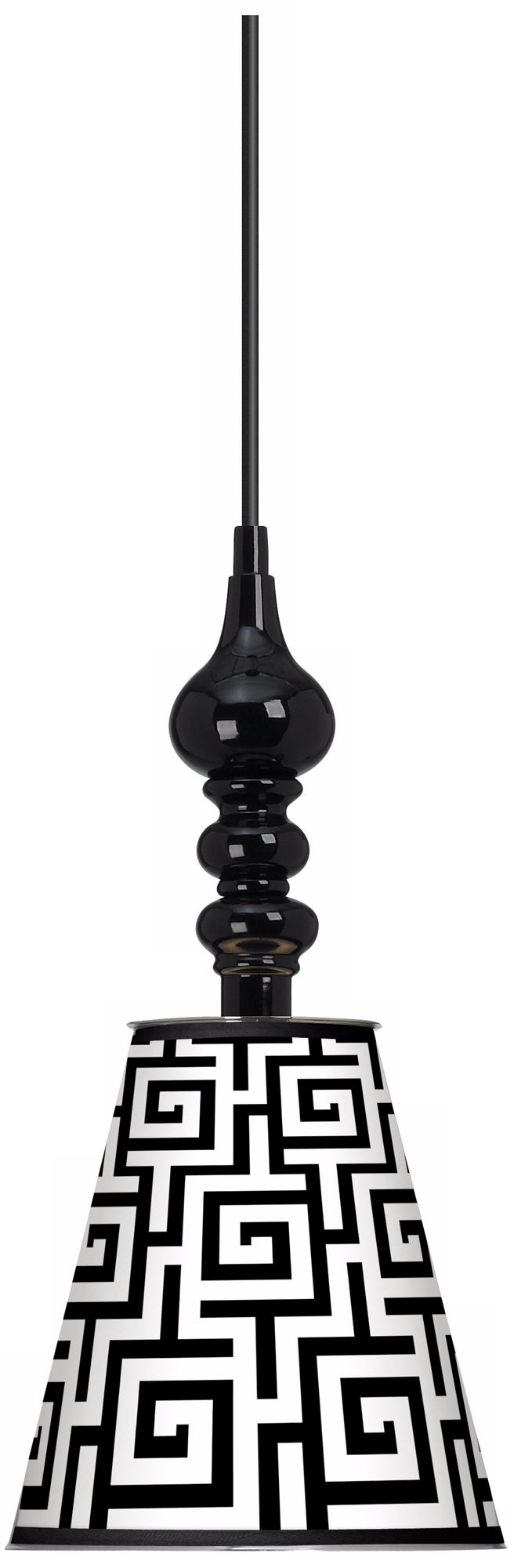 Greek Key Giclee 7 1/2" Wide Black Mini Pendant