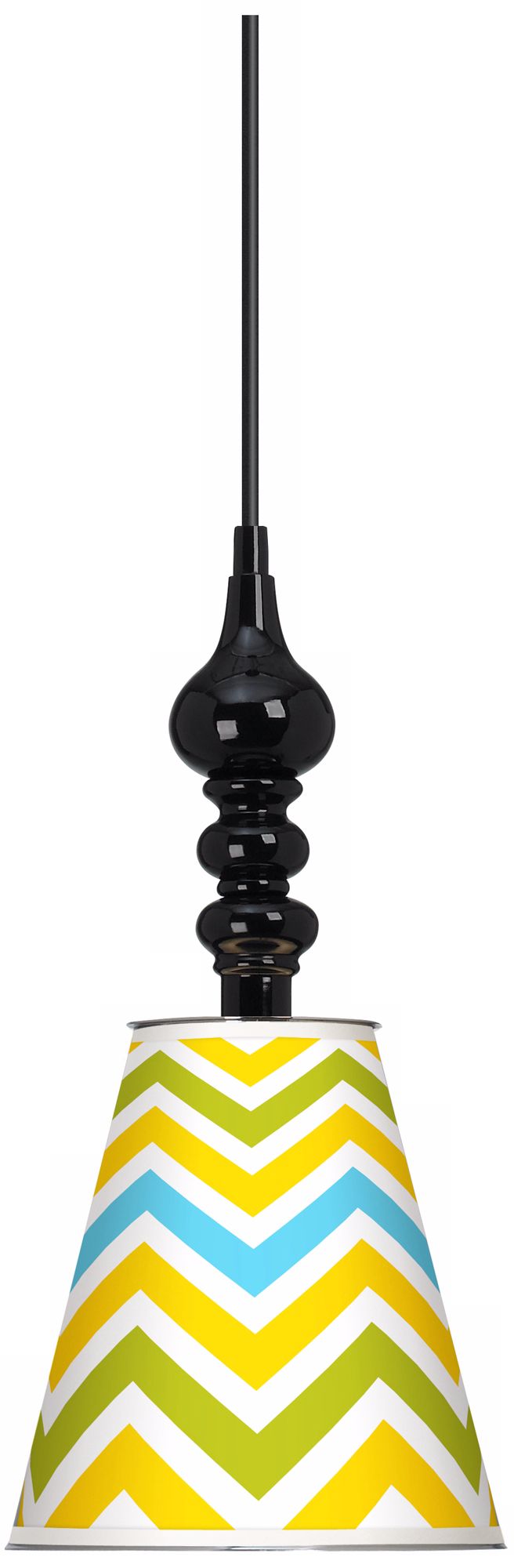 Citrus Zig Zag Giclee 7 1/2" Wide Black Mini Pendant