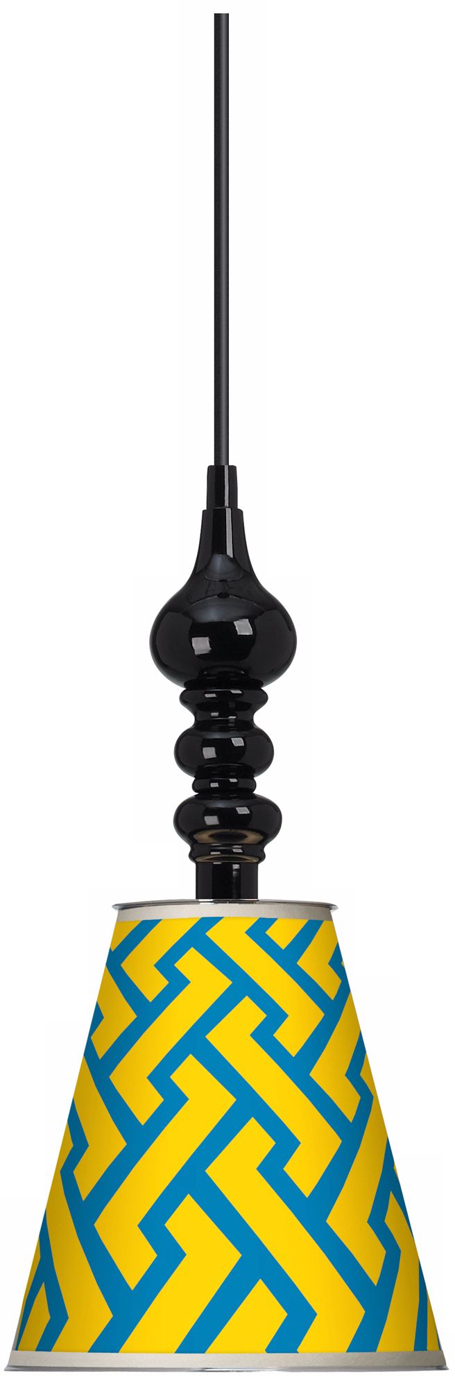Yellow Brick Weave Giclee 7 1/2" Wide Black Mini Pendant