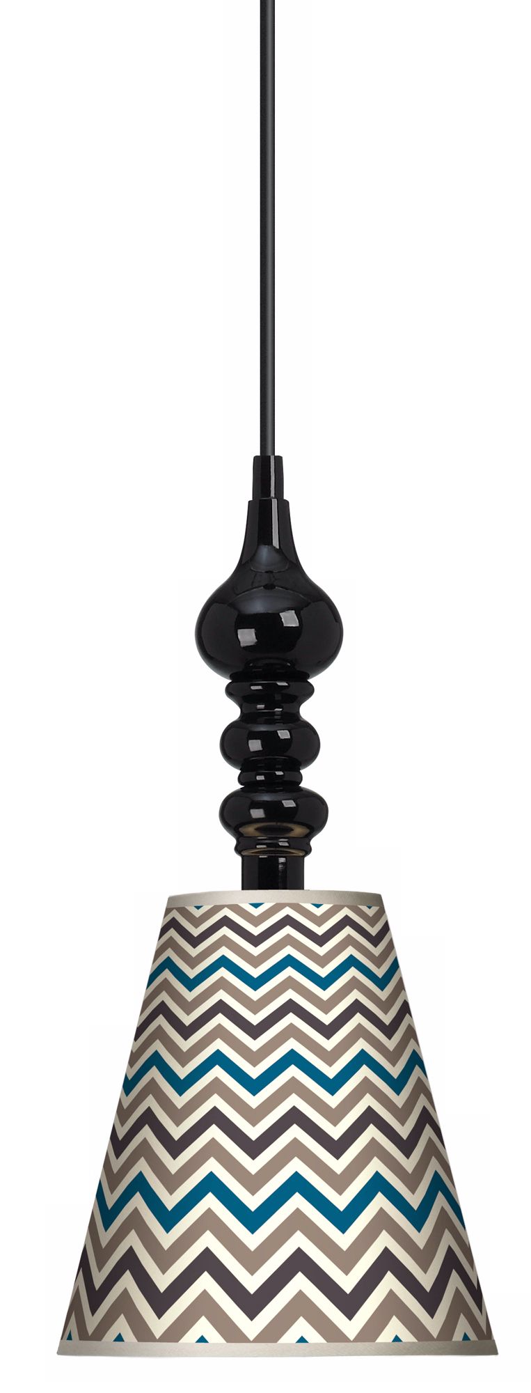 Zig Zag Giclee 7 1/2" Wide Black Mini Pendant