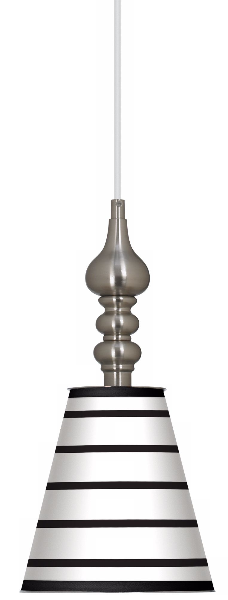 Black Parallels On White 7 1/2" Wide Brushed Steel Pendant