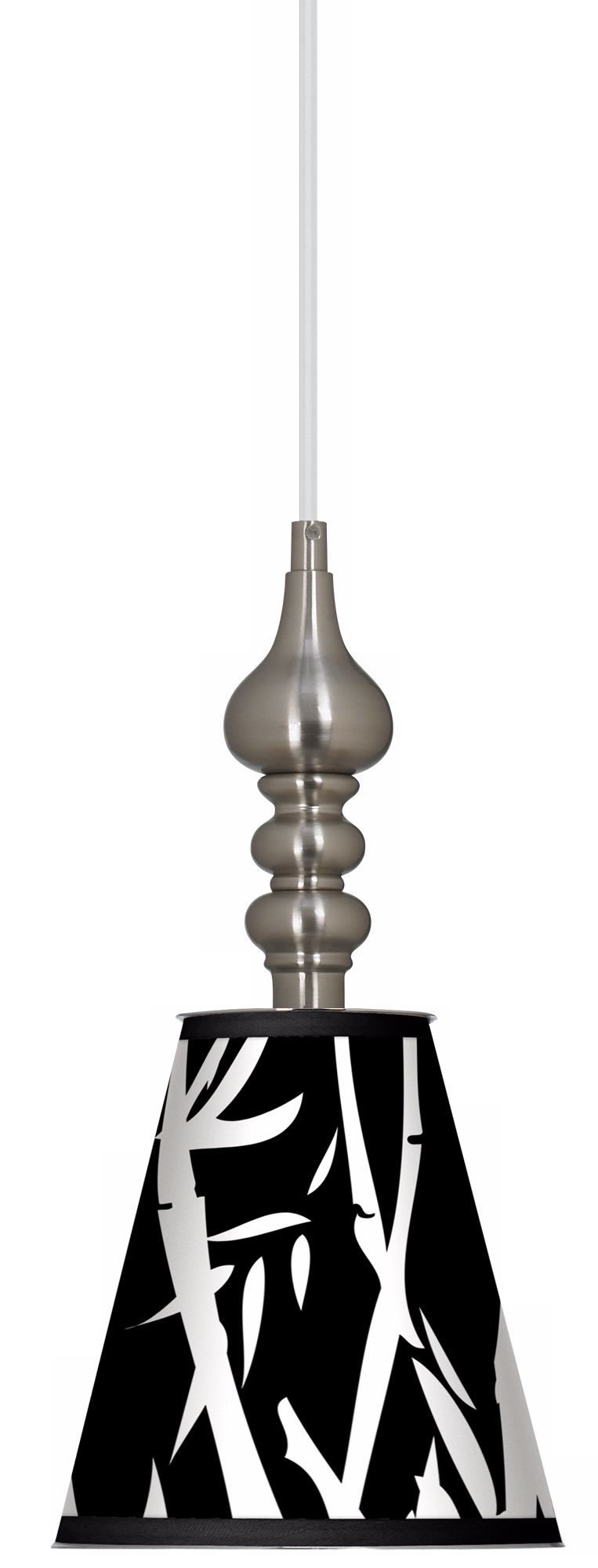 Night Bamboo 7 1/2" Wide Brushed Steel Mini Pendant
