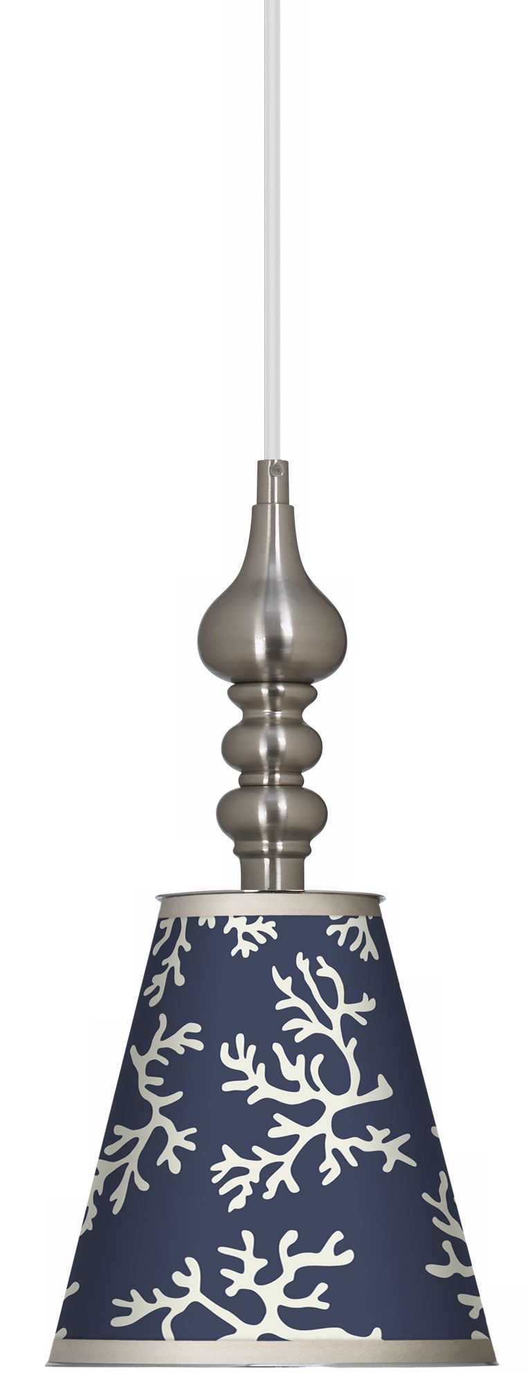 Prussian Coral 7 1/2" Wide Brushed Steel Mini Pendant