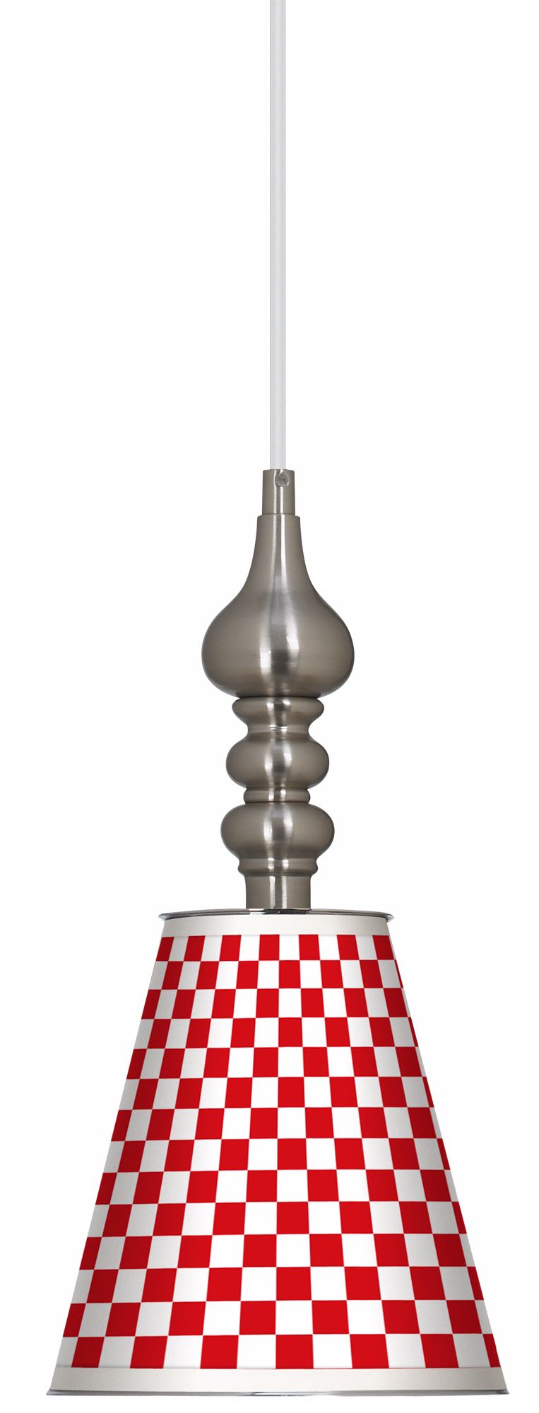 Checkered Red 7 1/2" Wide Brushed Steel Mini Pendant